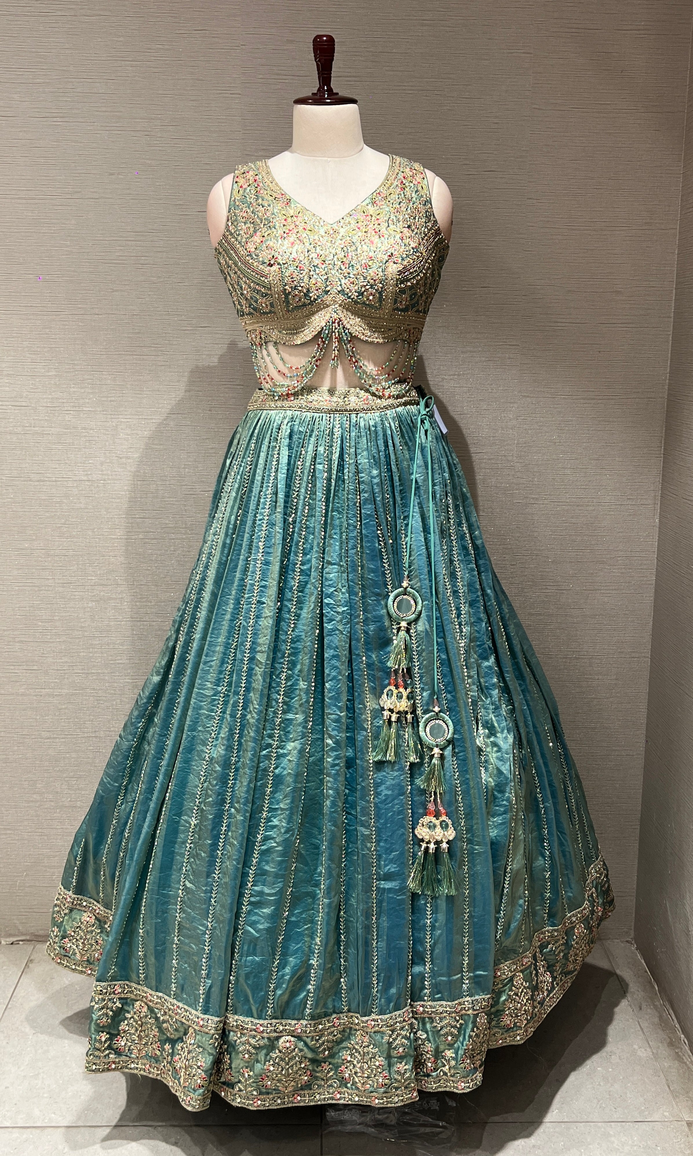 Green GOLDEN EMBROIDERED LEHENGA