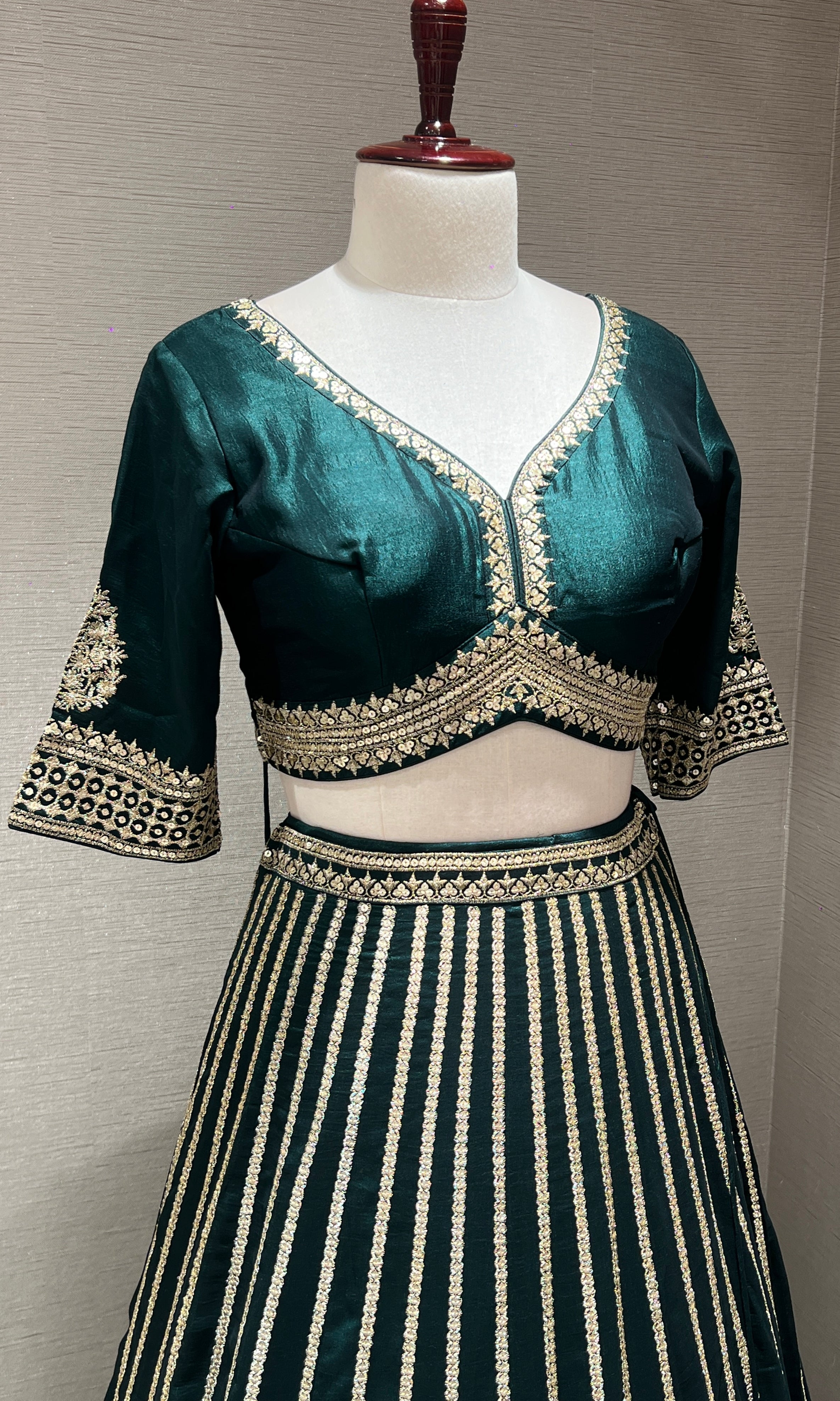 Bottle green Lehenga