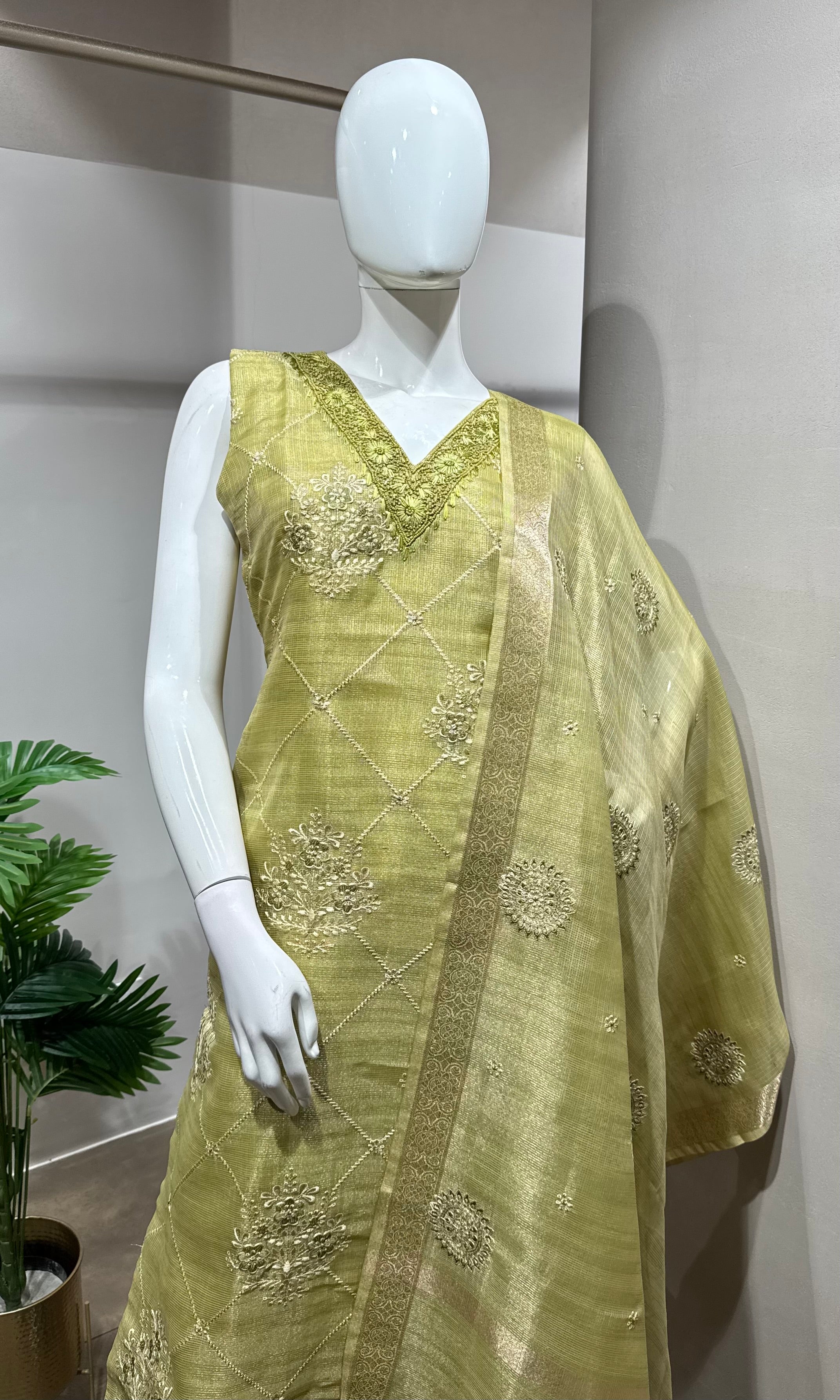 light Green Embroidered Kurta Set
