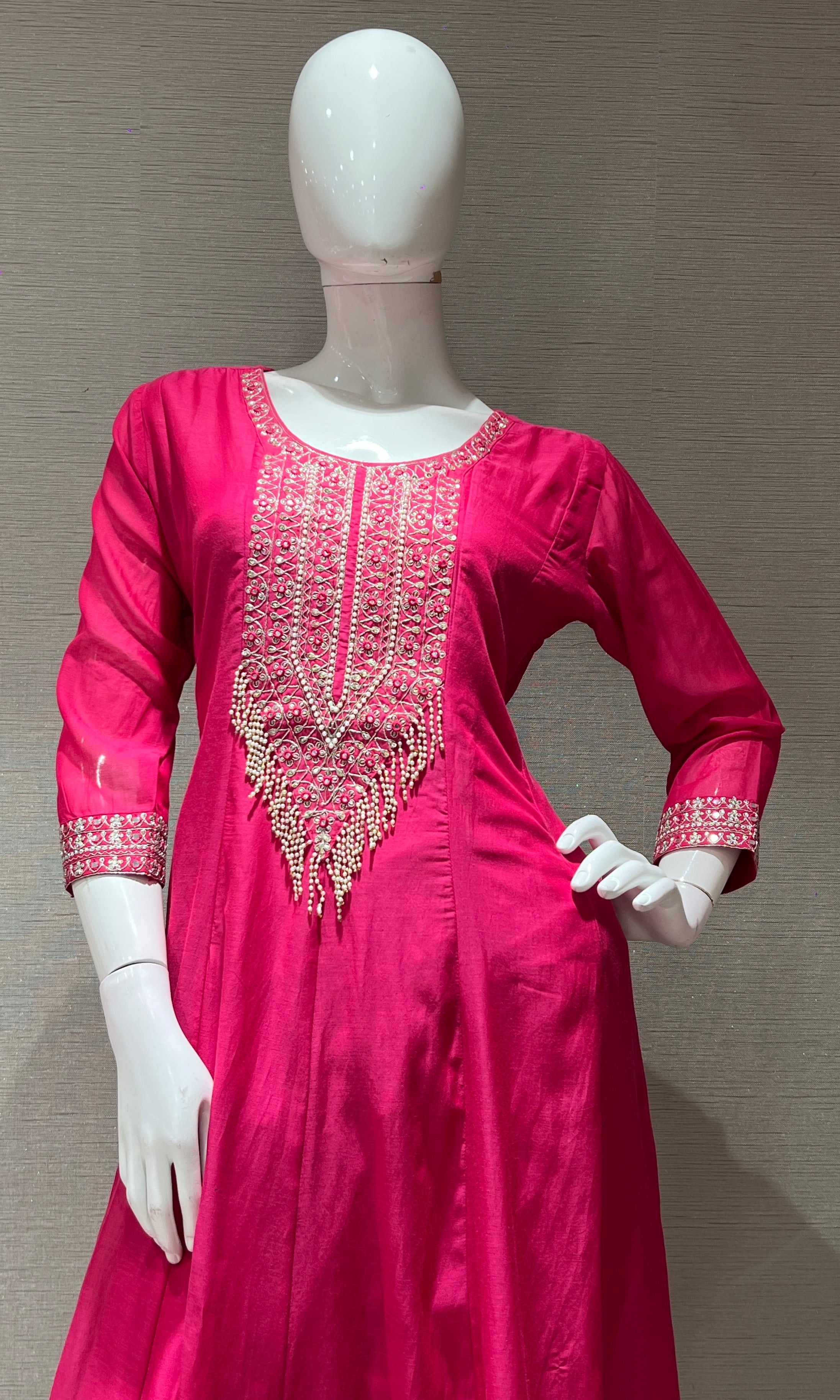 Rani pink EMBROIDERED kurta set