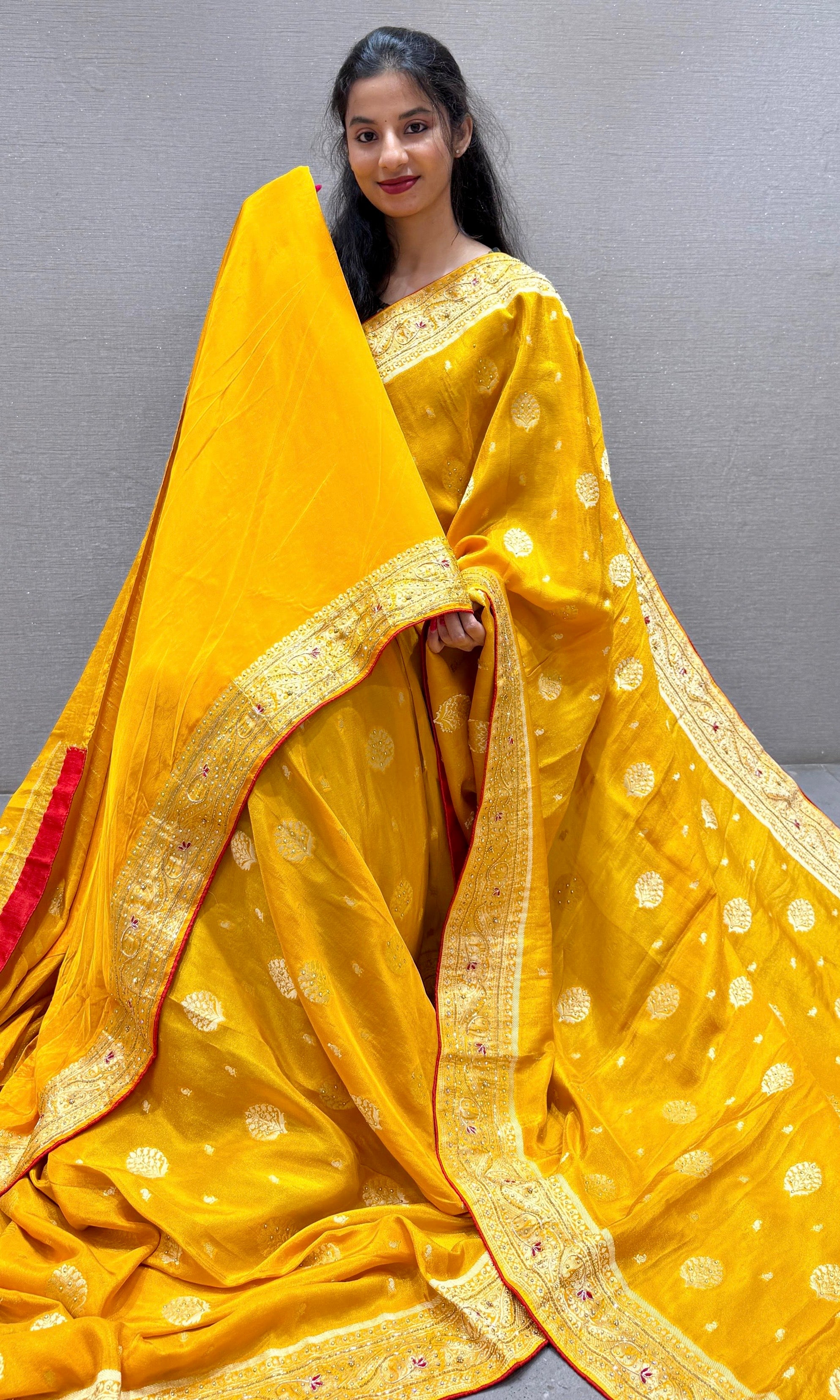 Yellow Banarasi saree