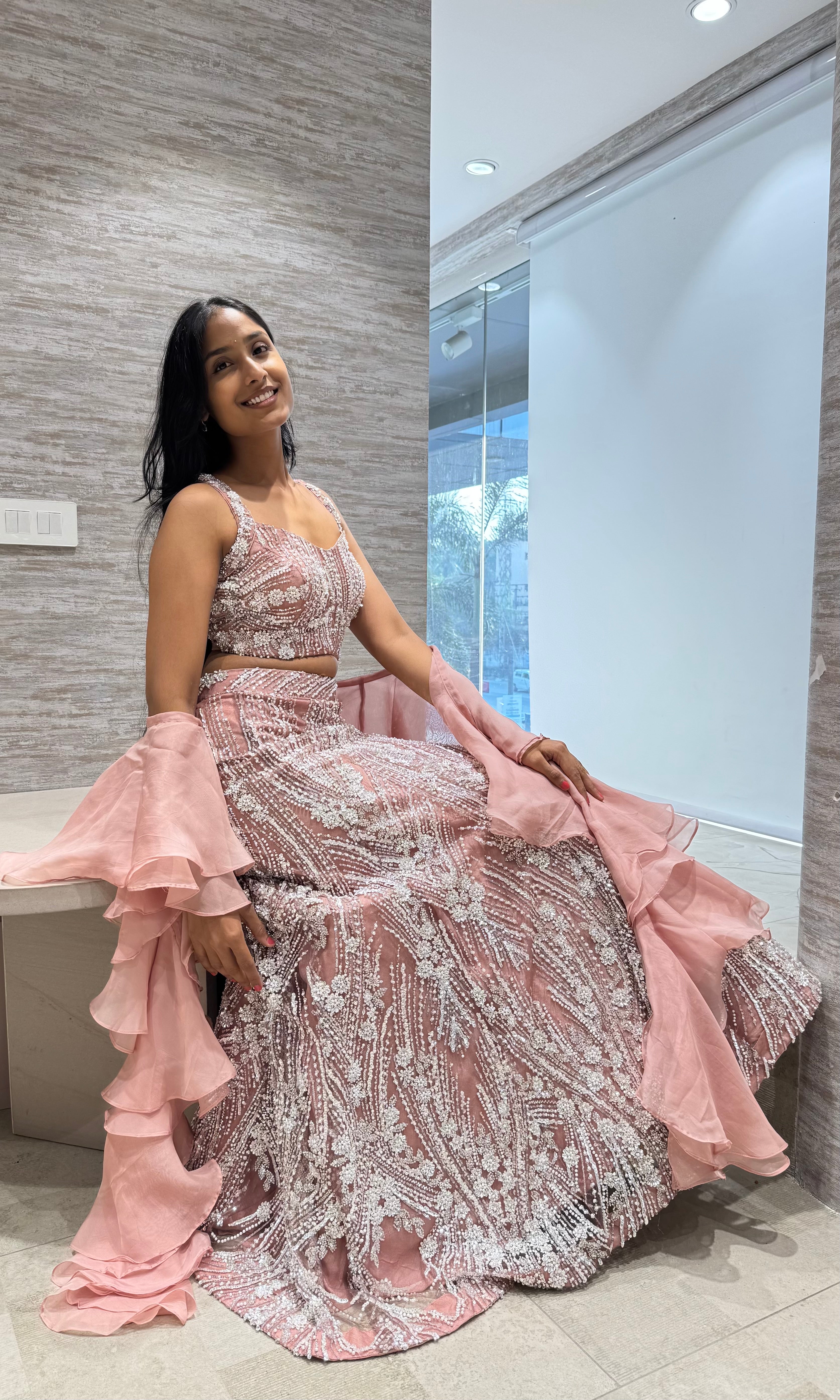 ONION PINK INTRICATE EMBROIDERED LEHENGA