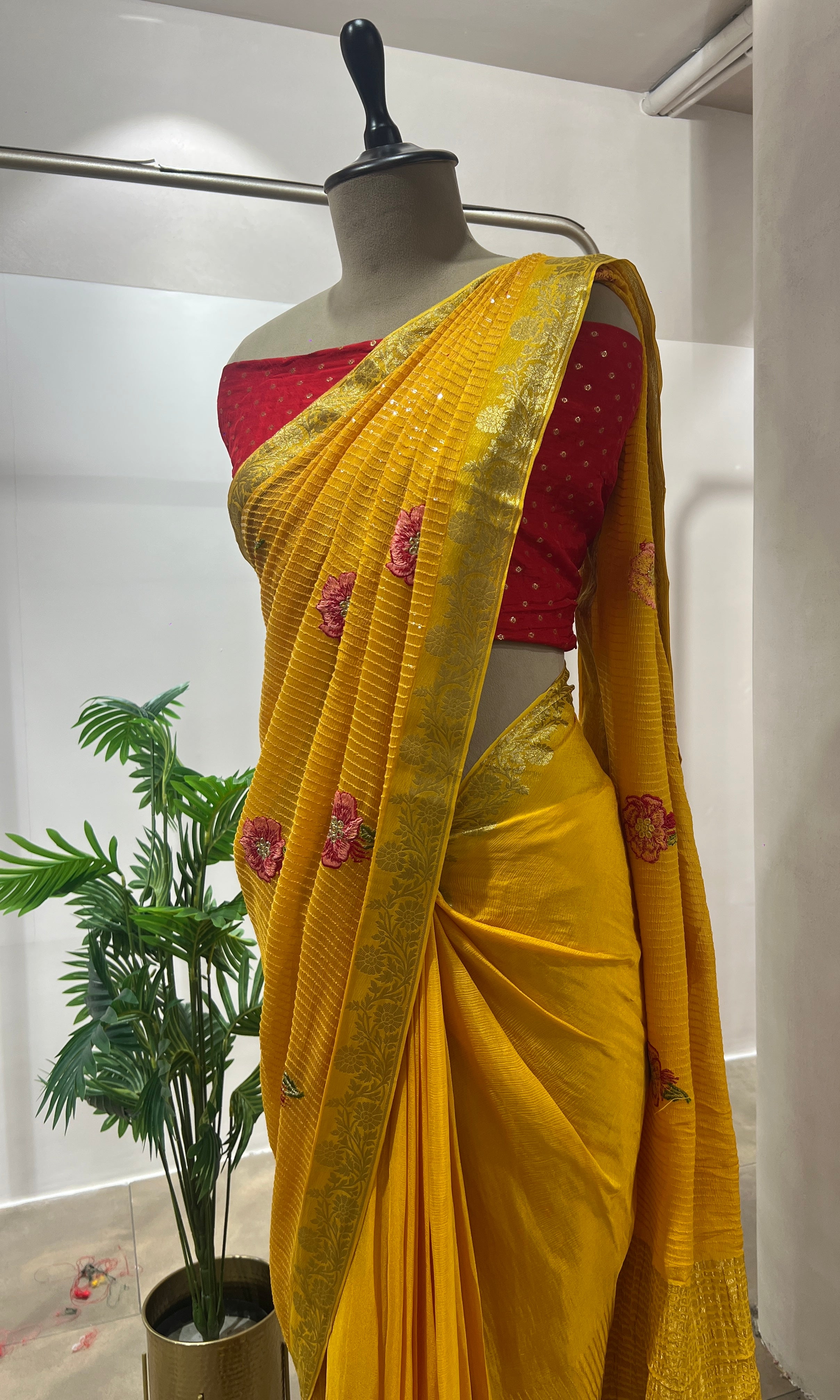 Yellow FLORAL FANCY saree