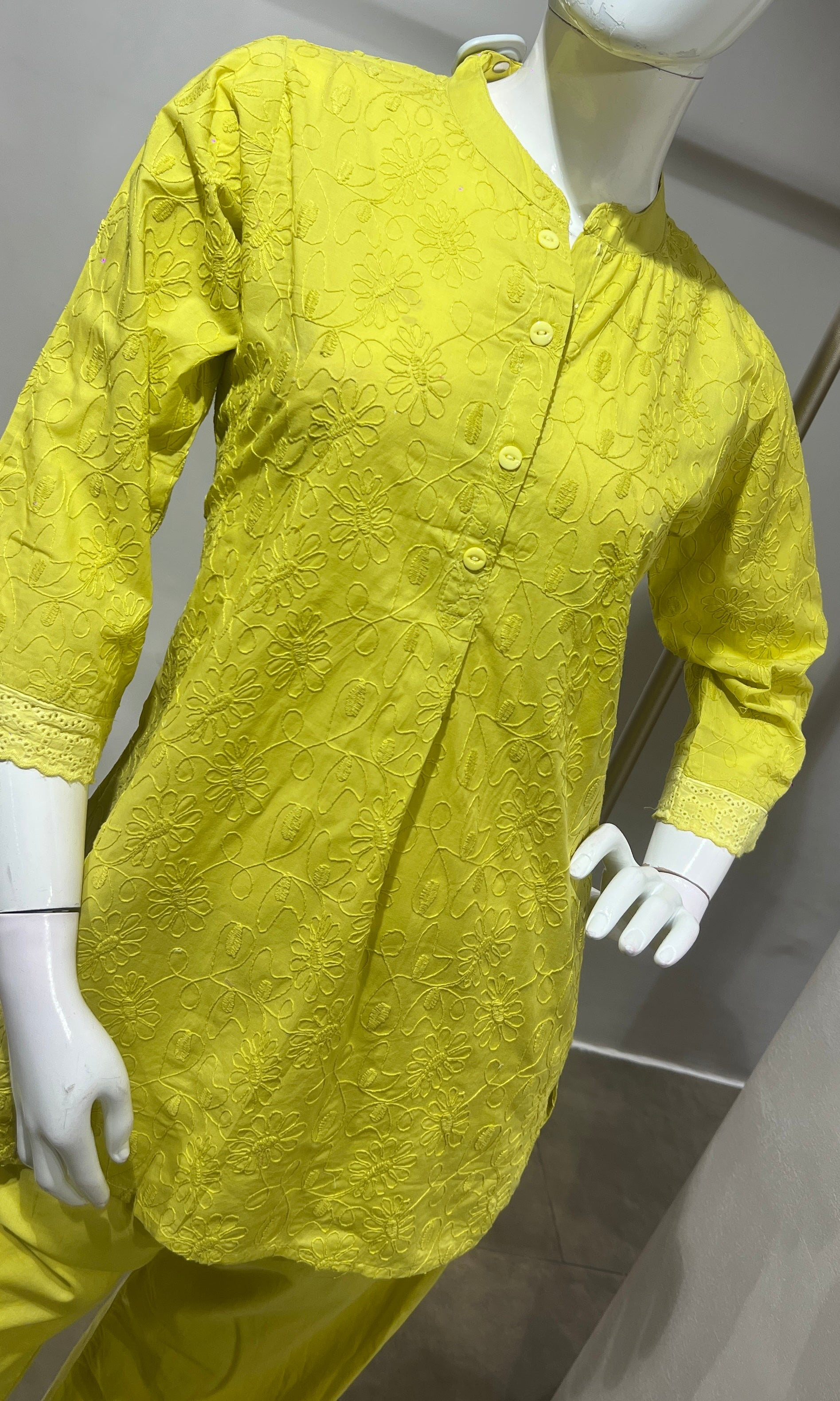 Mehandi Green Cotton Ethnic Co-ord Set