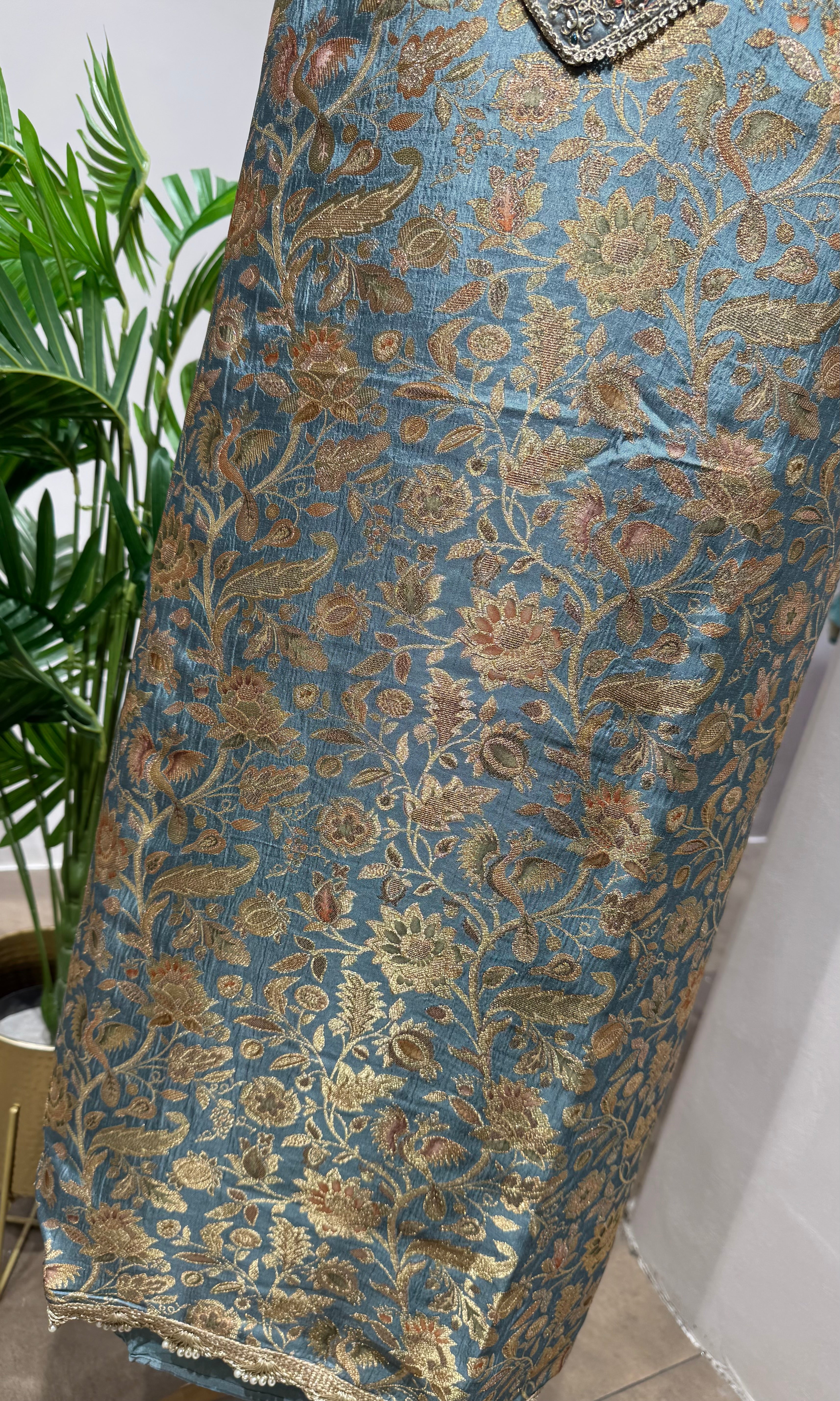 SKY BLUE BANARASI SILK DRESS MATERIAL