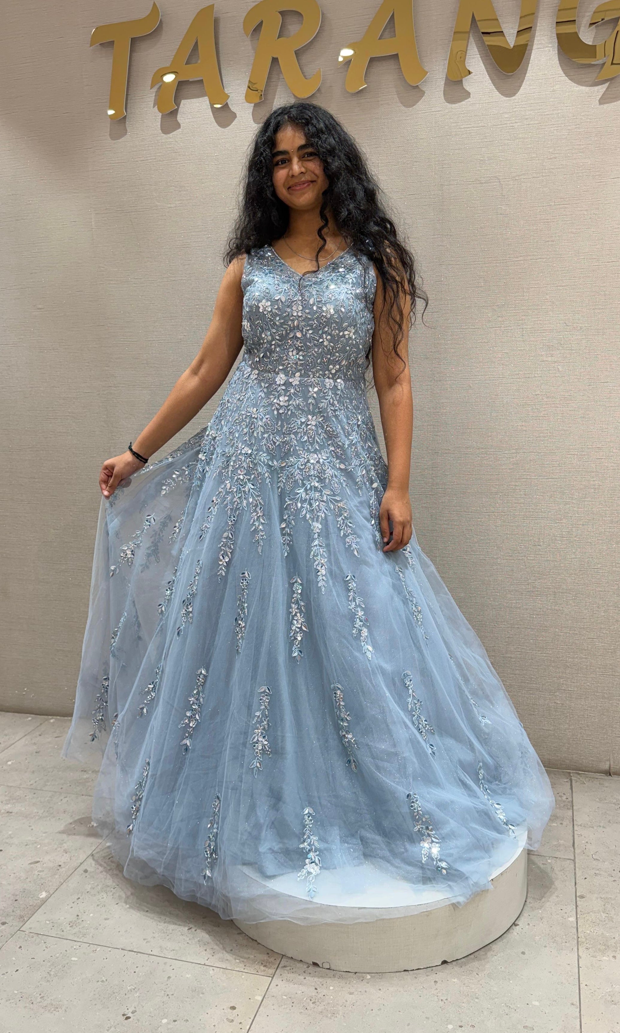 Sky Blue Stonework Gown
