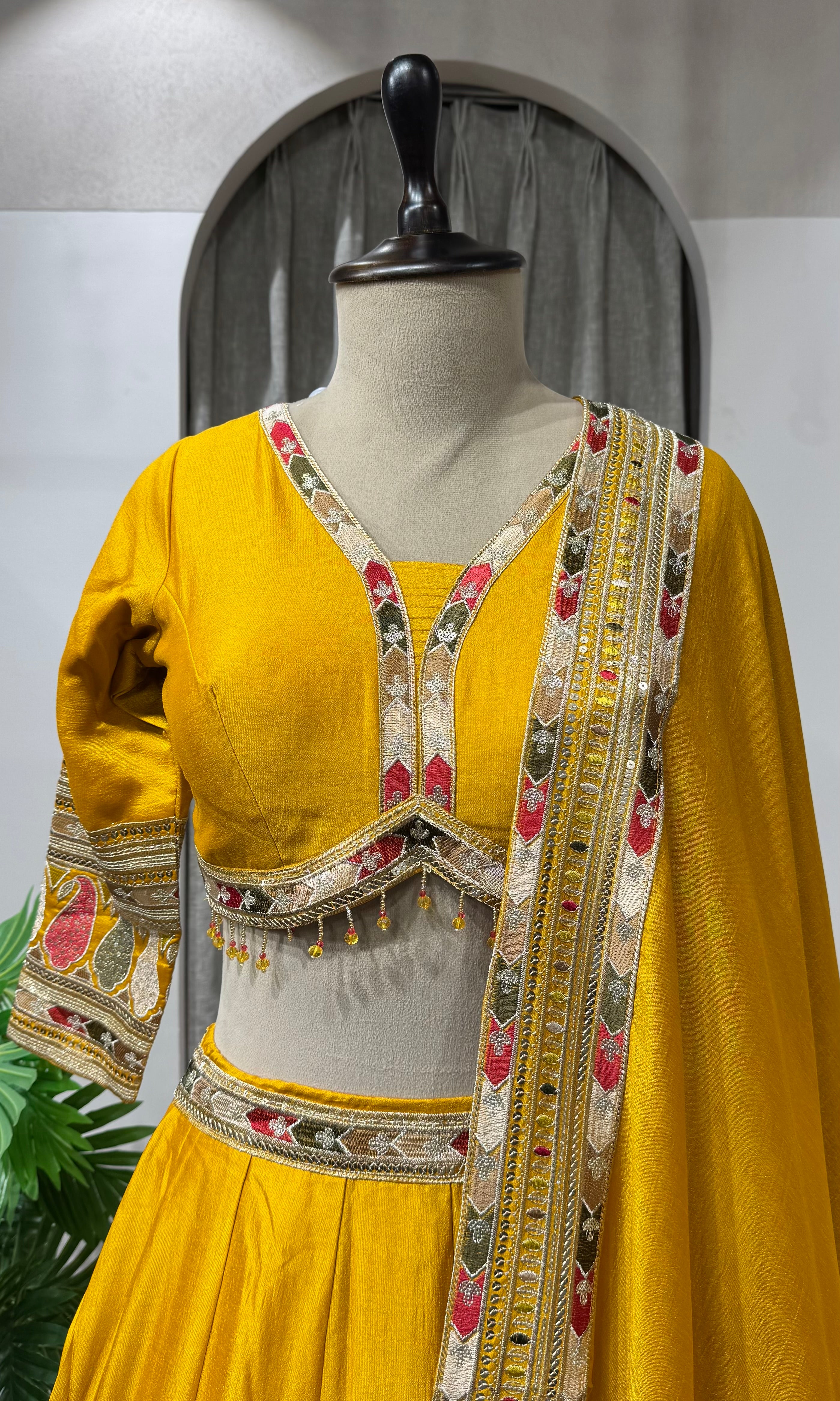 Mustard Yellow Raw Silk Haldi Lehenga Set