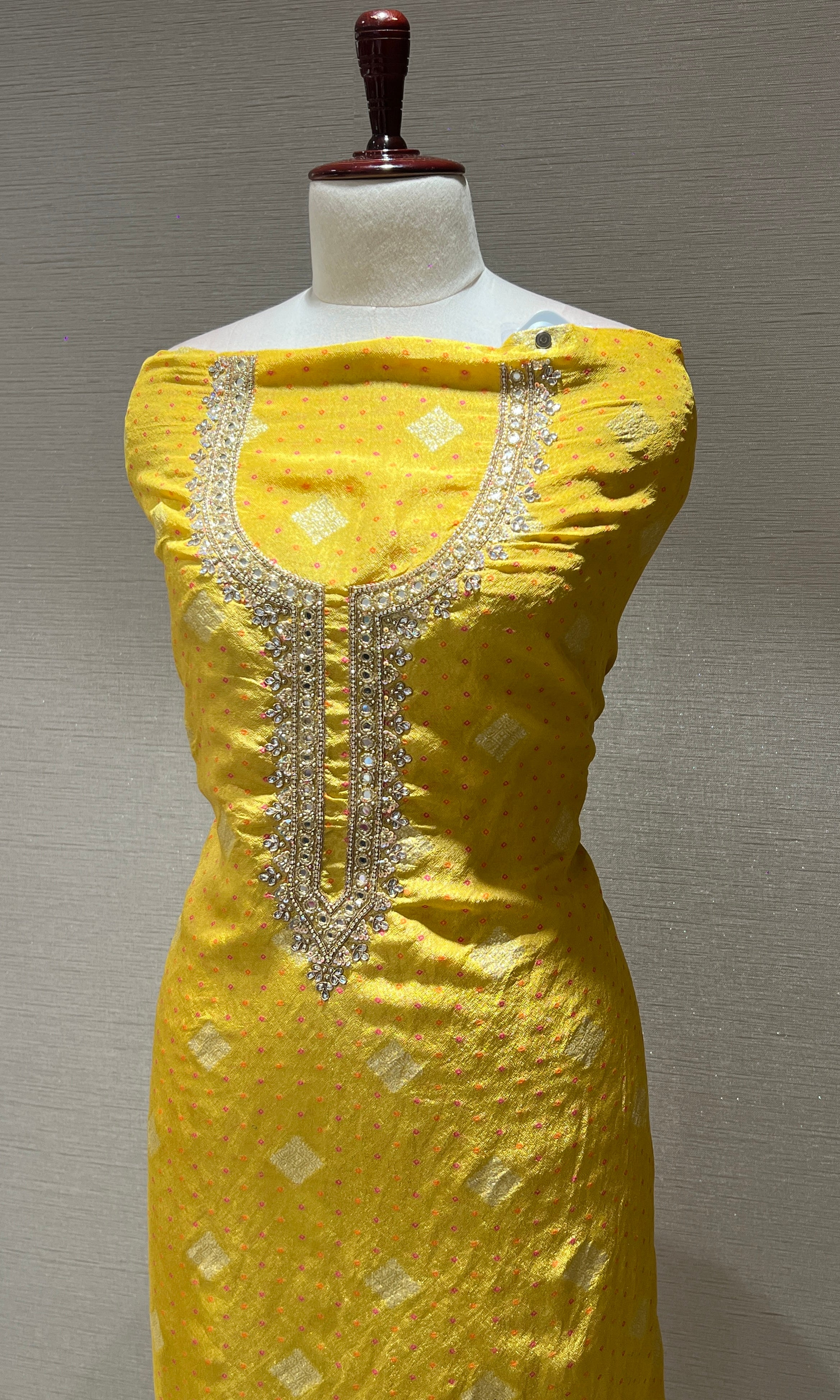Yellow dress material (party wear)