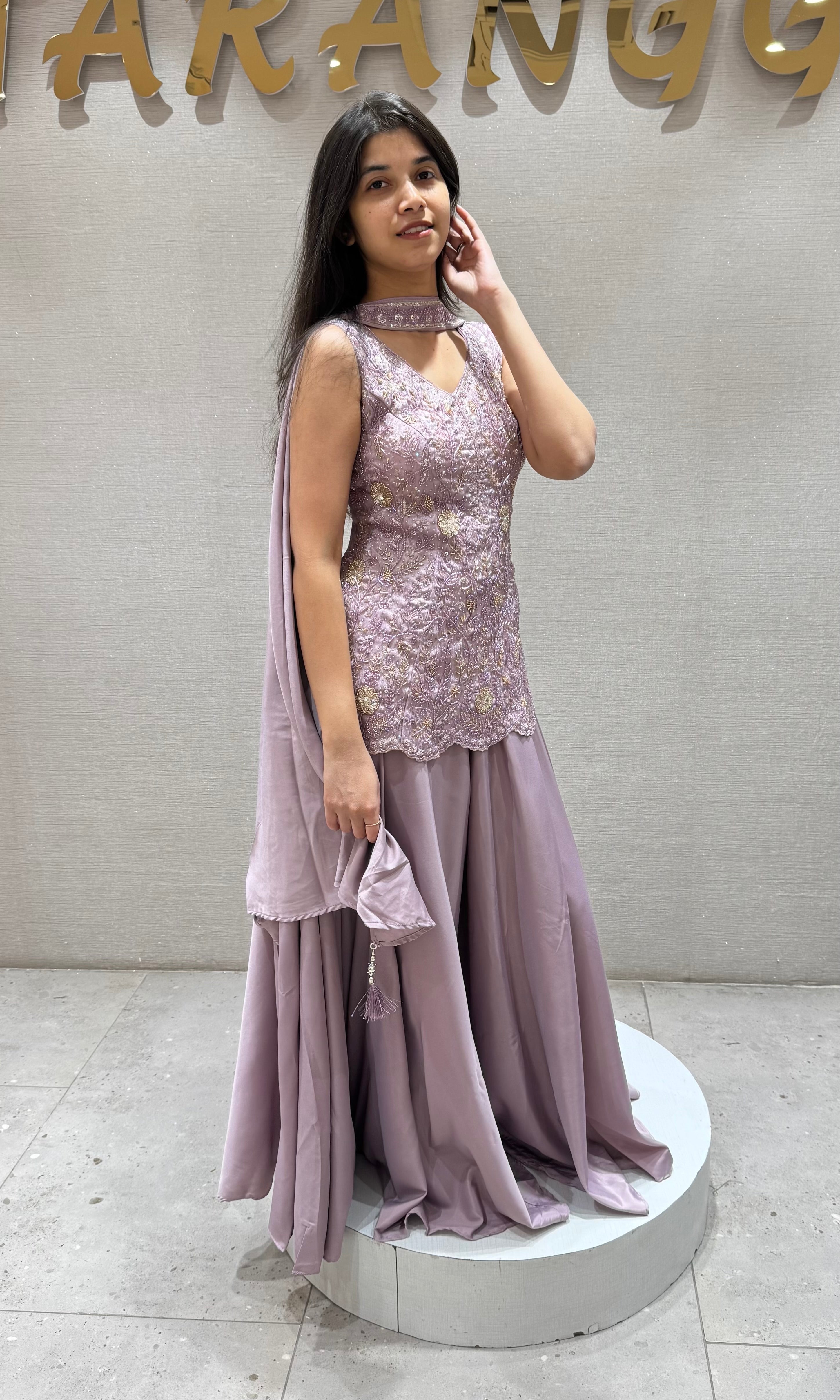 LIGHT Purple Embroidered palazzo Set