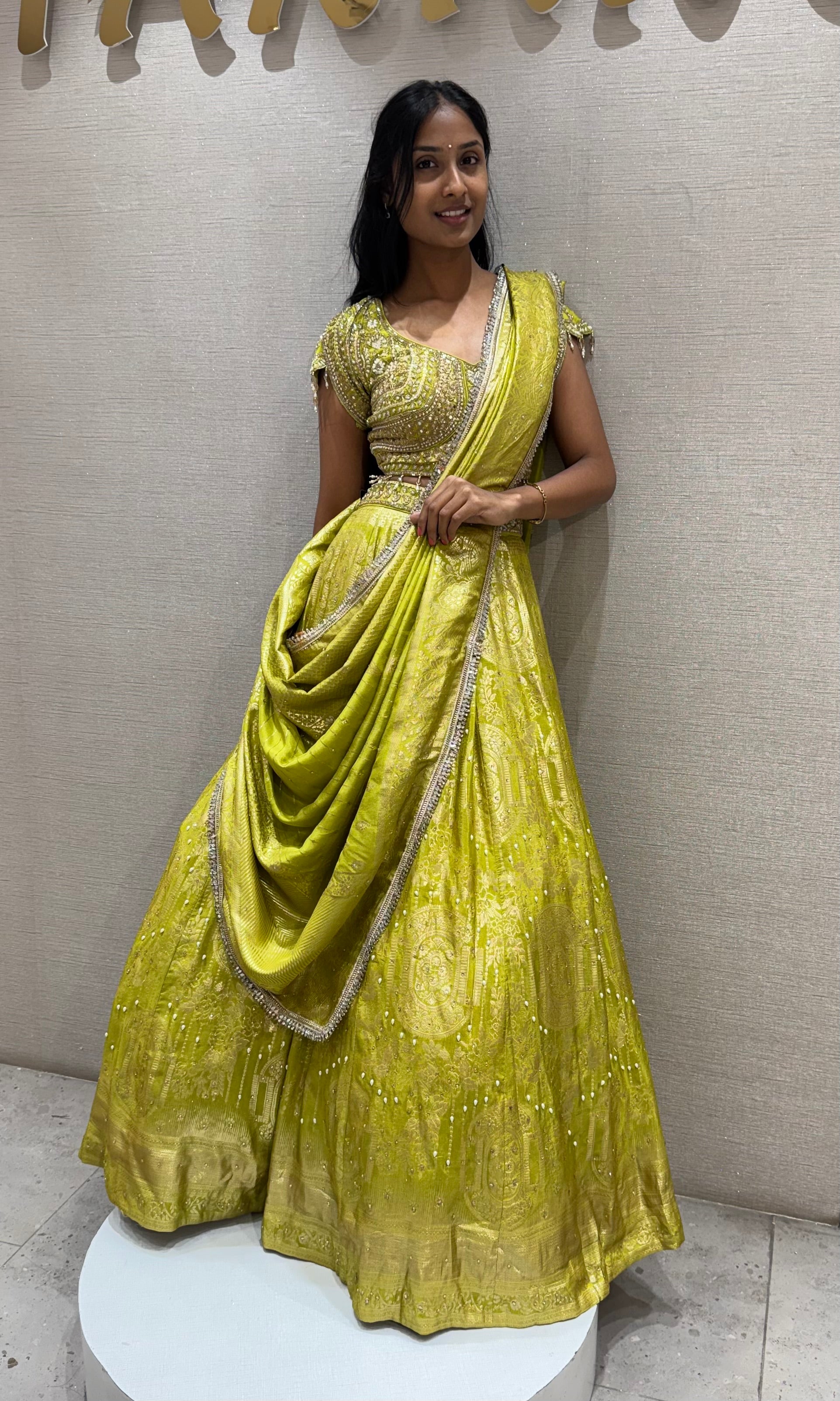 Mehendi Green Embellished Lehenga set