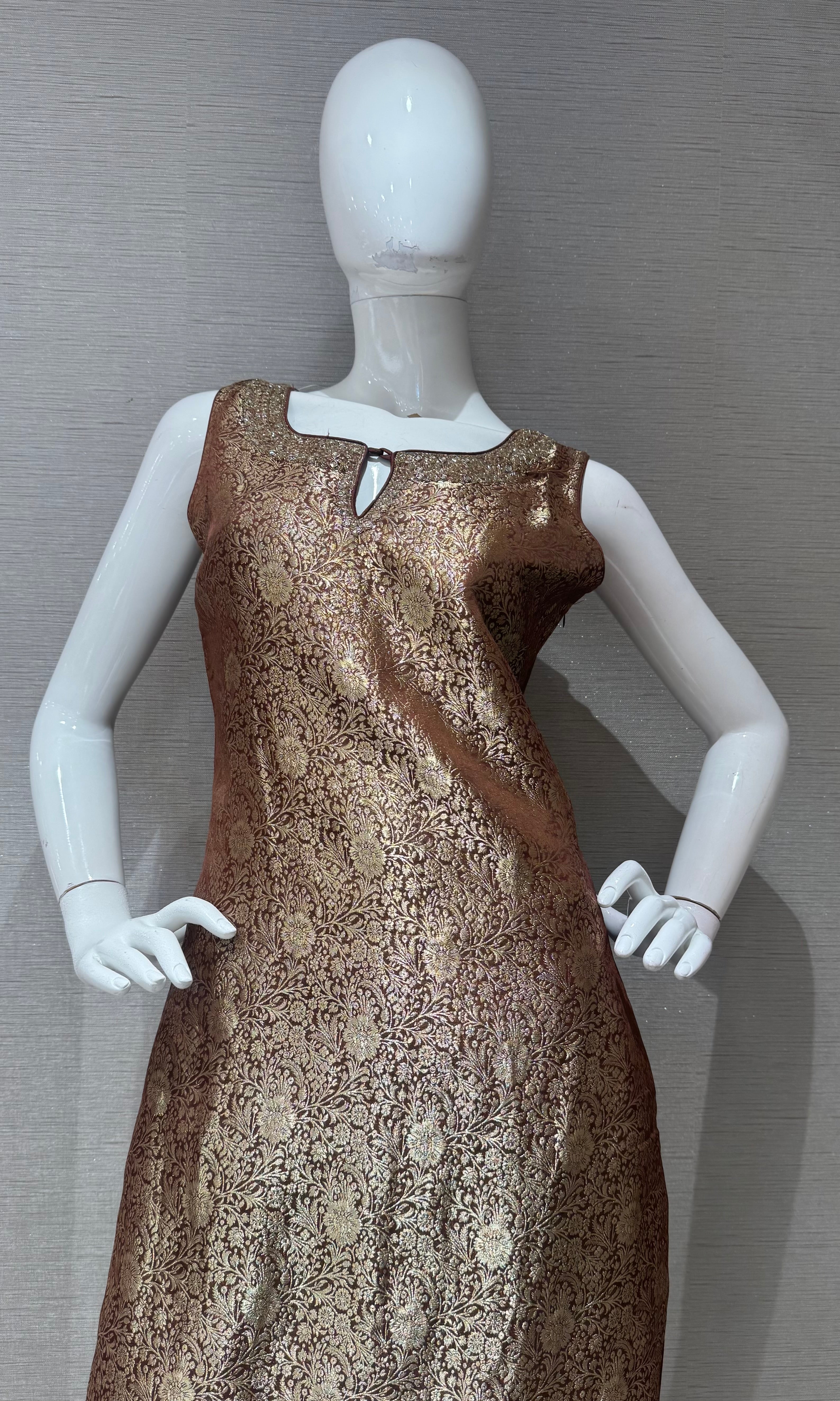 Brown Banarasi ethnic kurta set