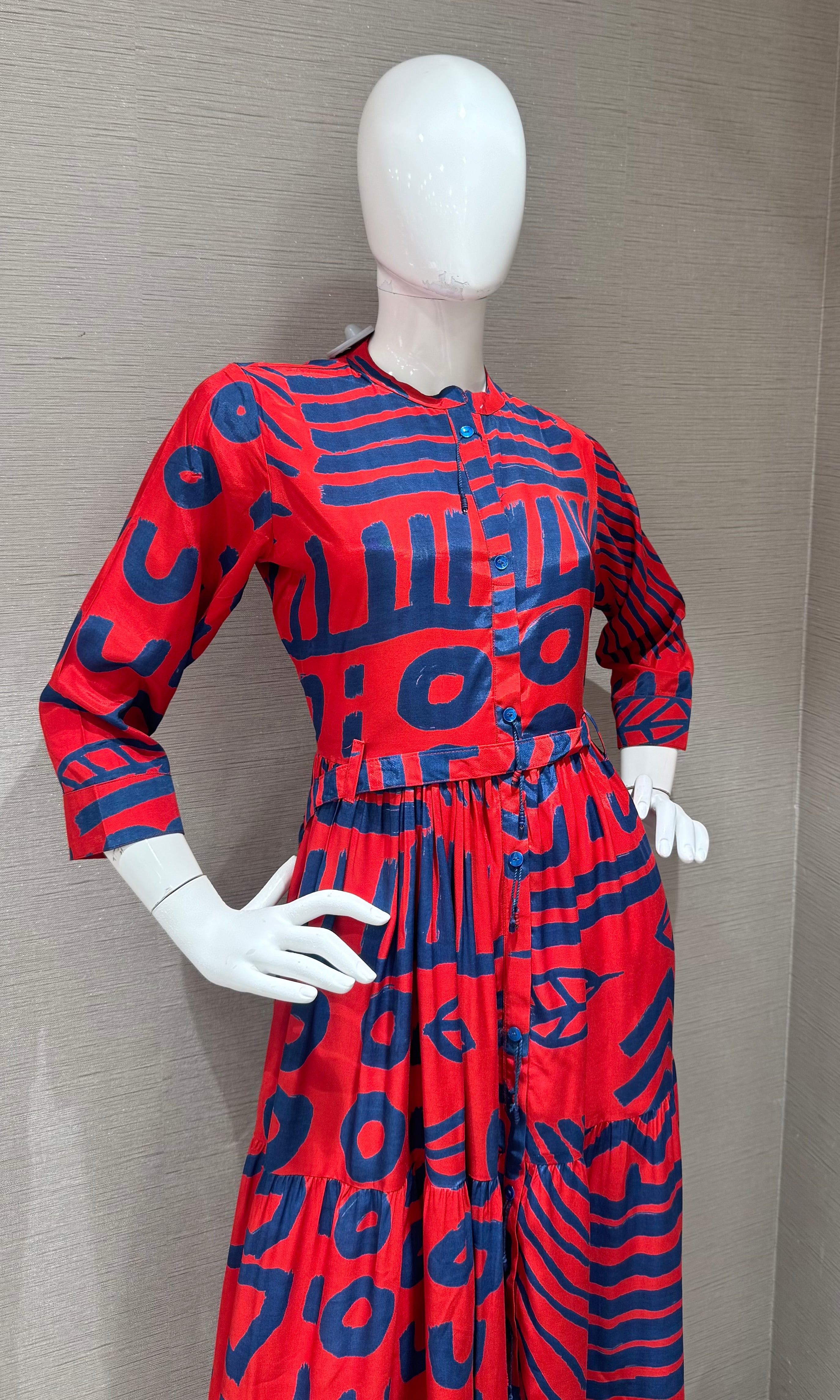 Red and blue patterned Frock