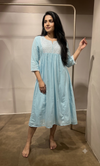 Sea Blue Embroidered frock