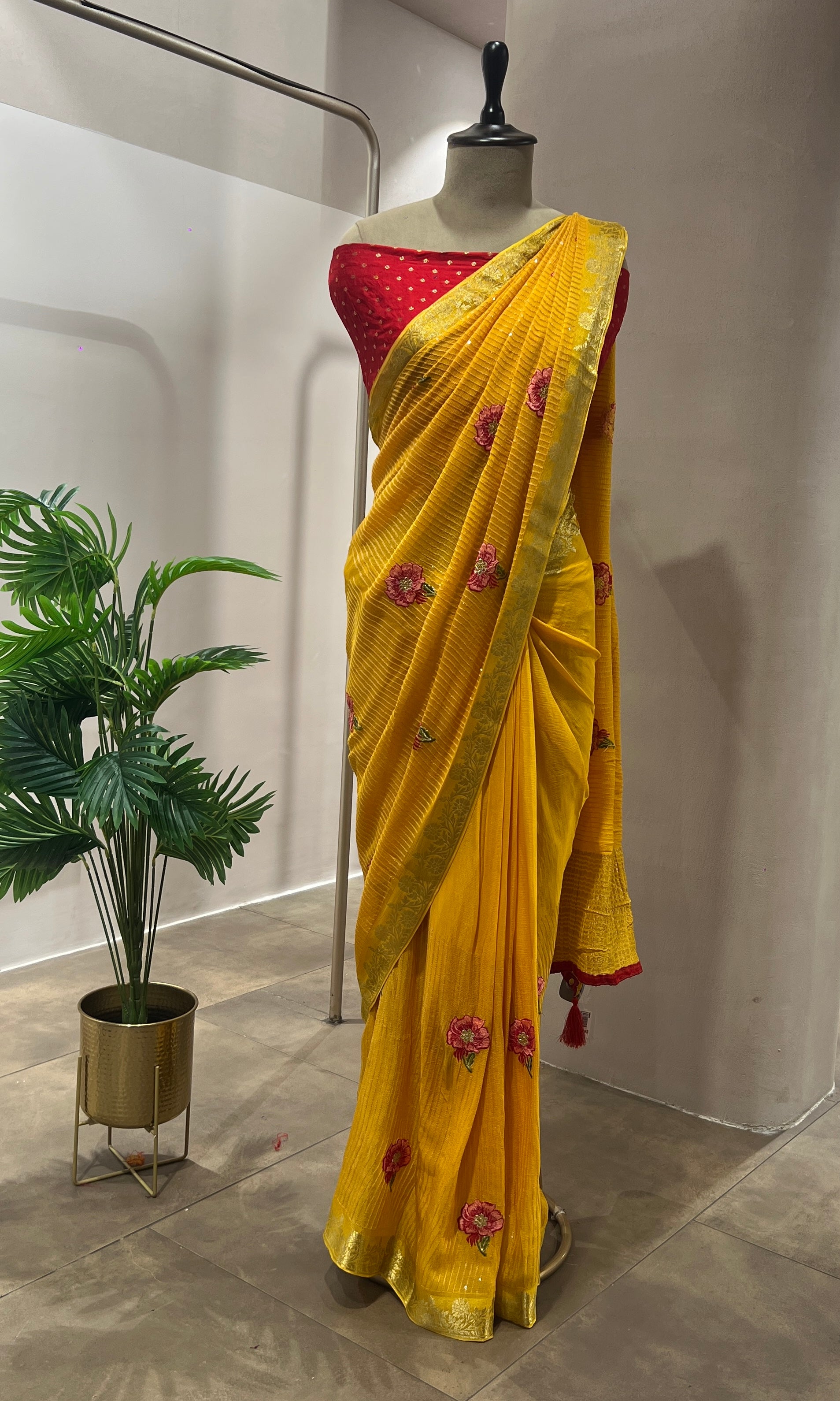 Yellow FLORAL FANCY saree