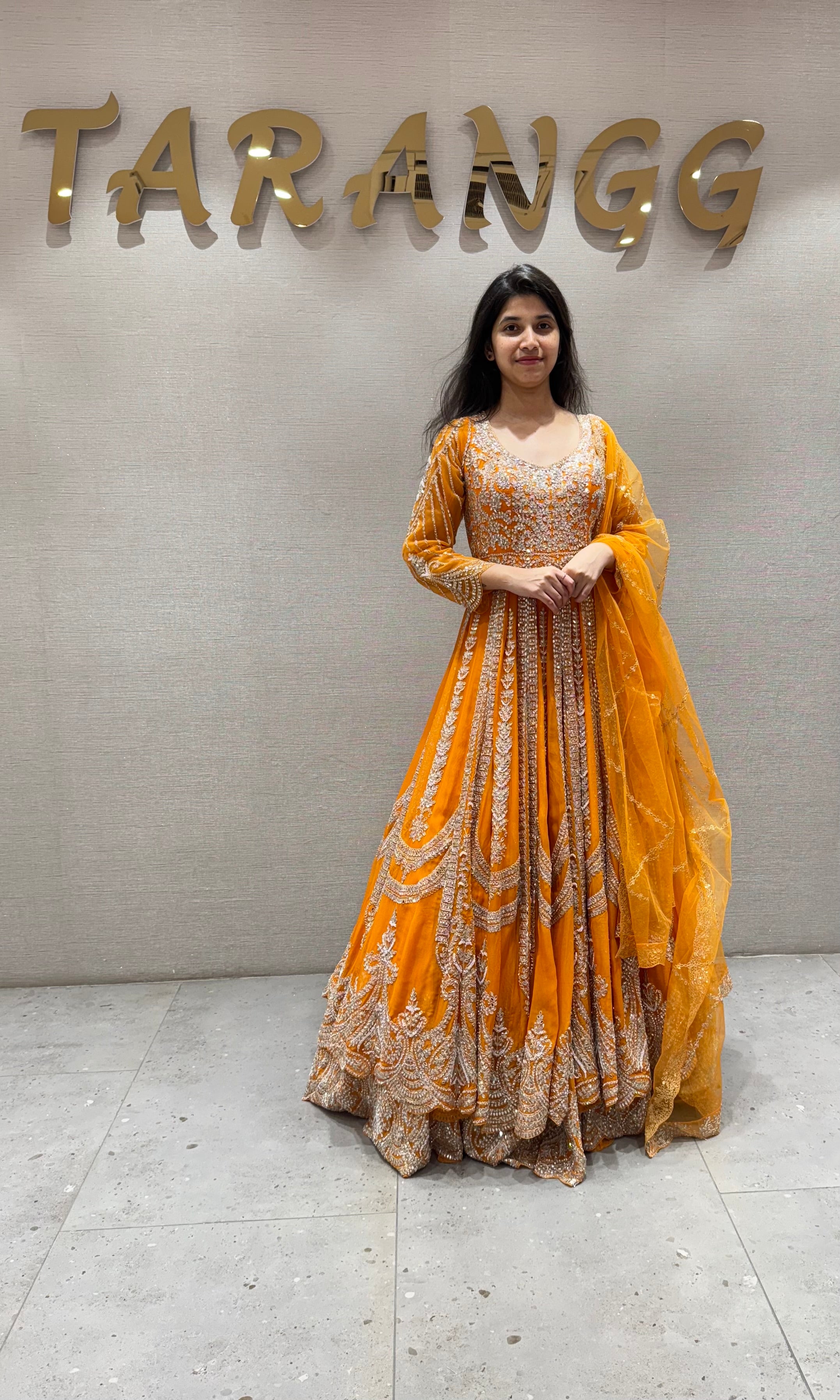 Orange golden embroidered Lehenga