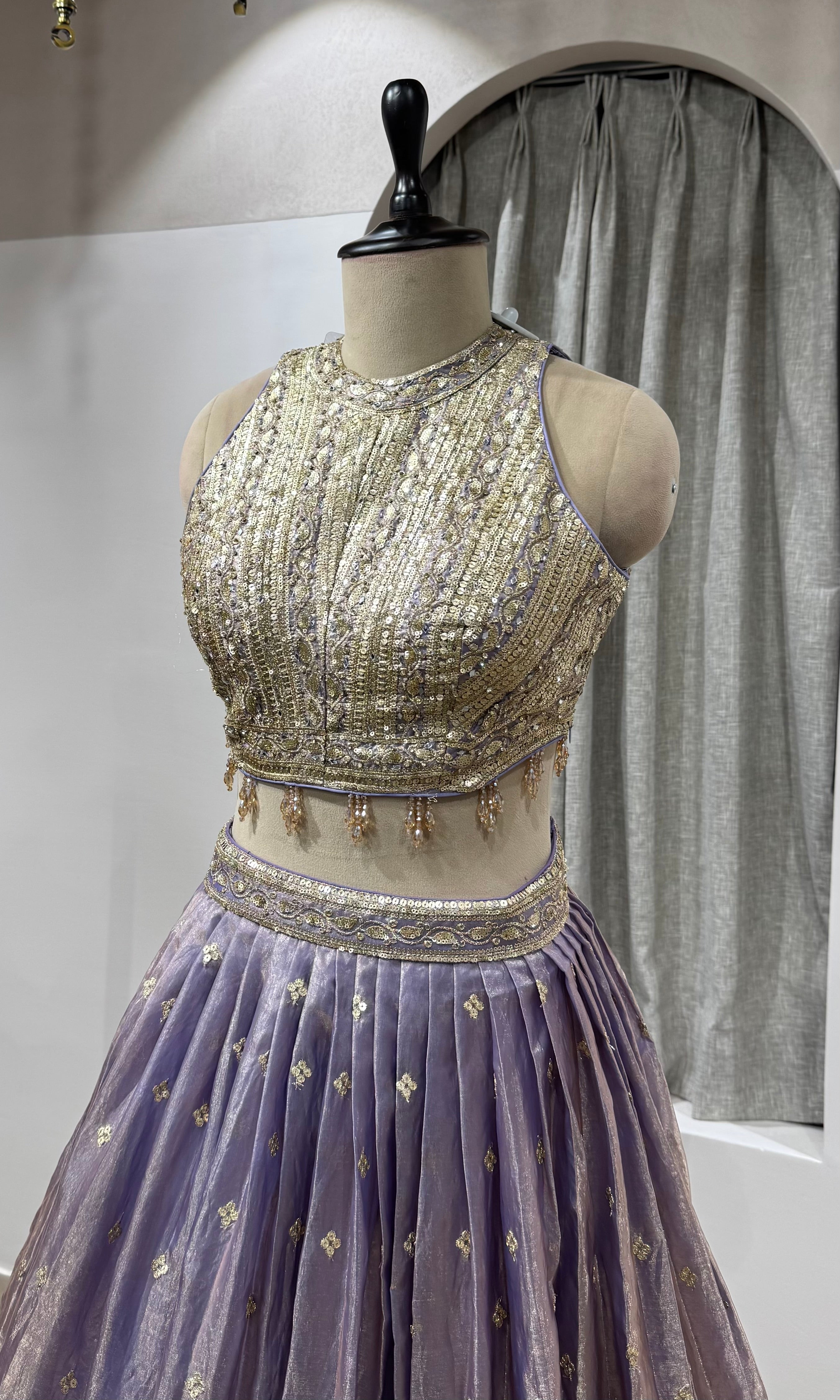 Lavender Zari Tissue Lehenga Set