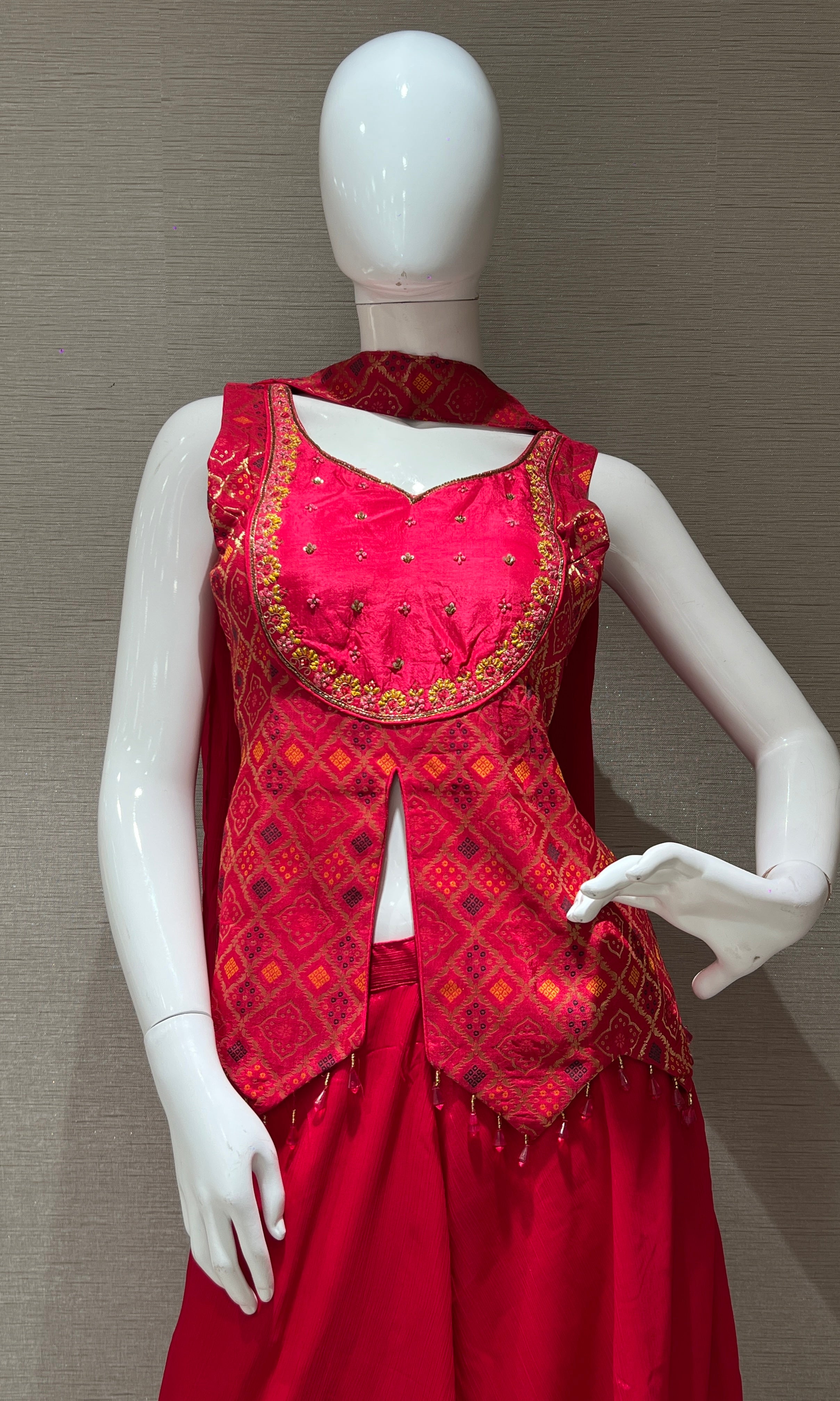 Rani Pink palazzo set with short blouse