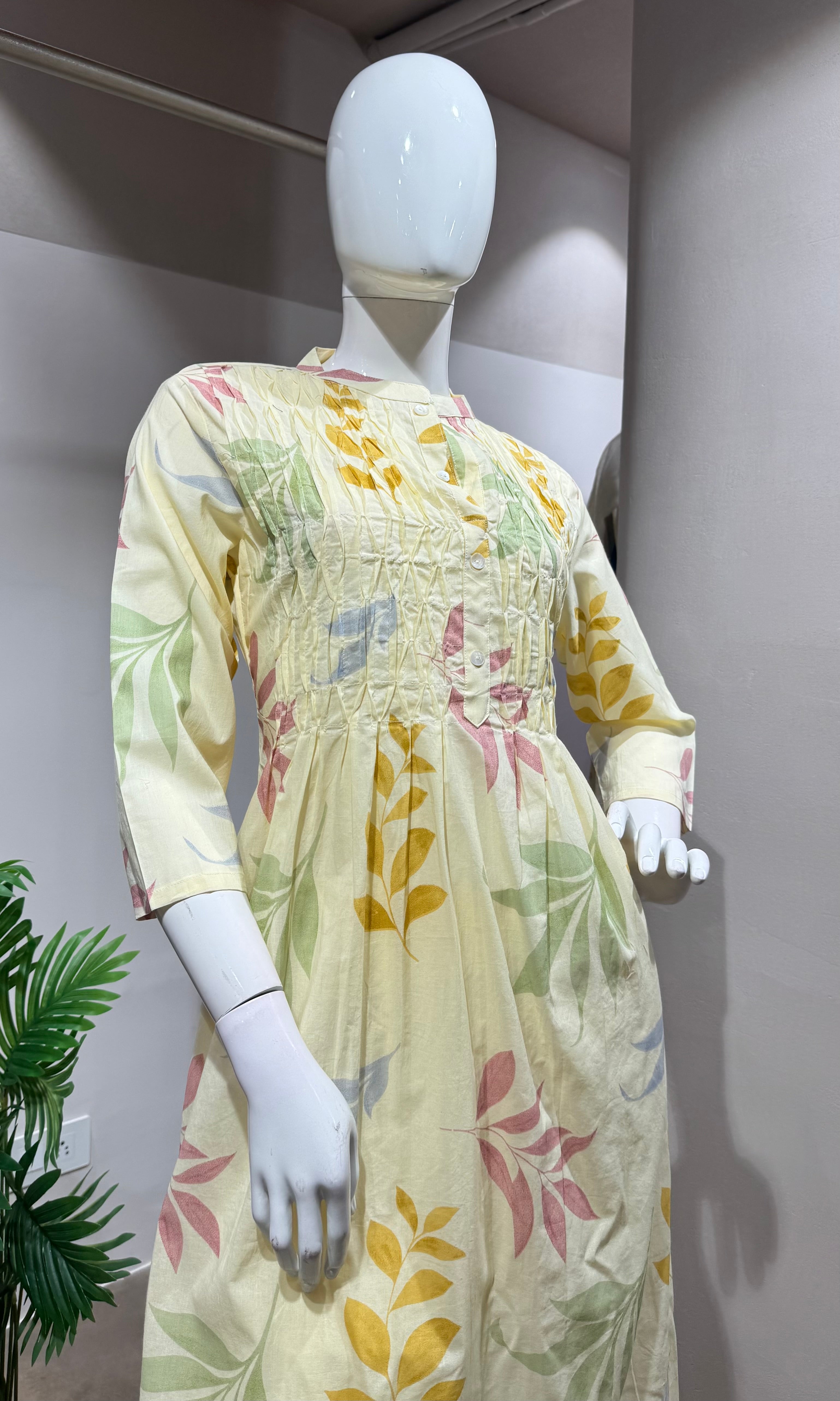 GREEN Floral Embroidered Cotton KURTA Set