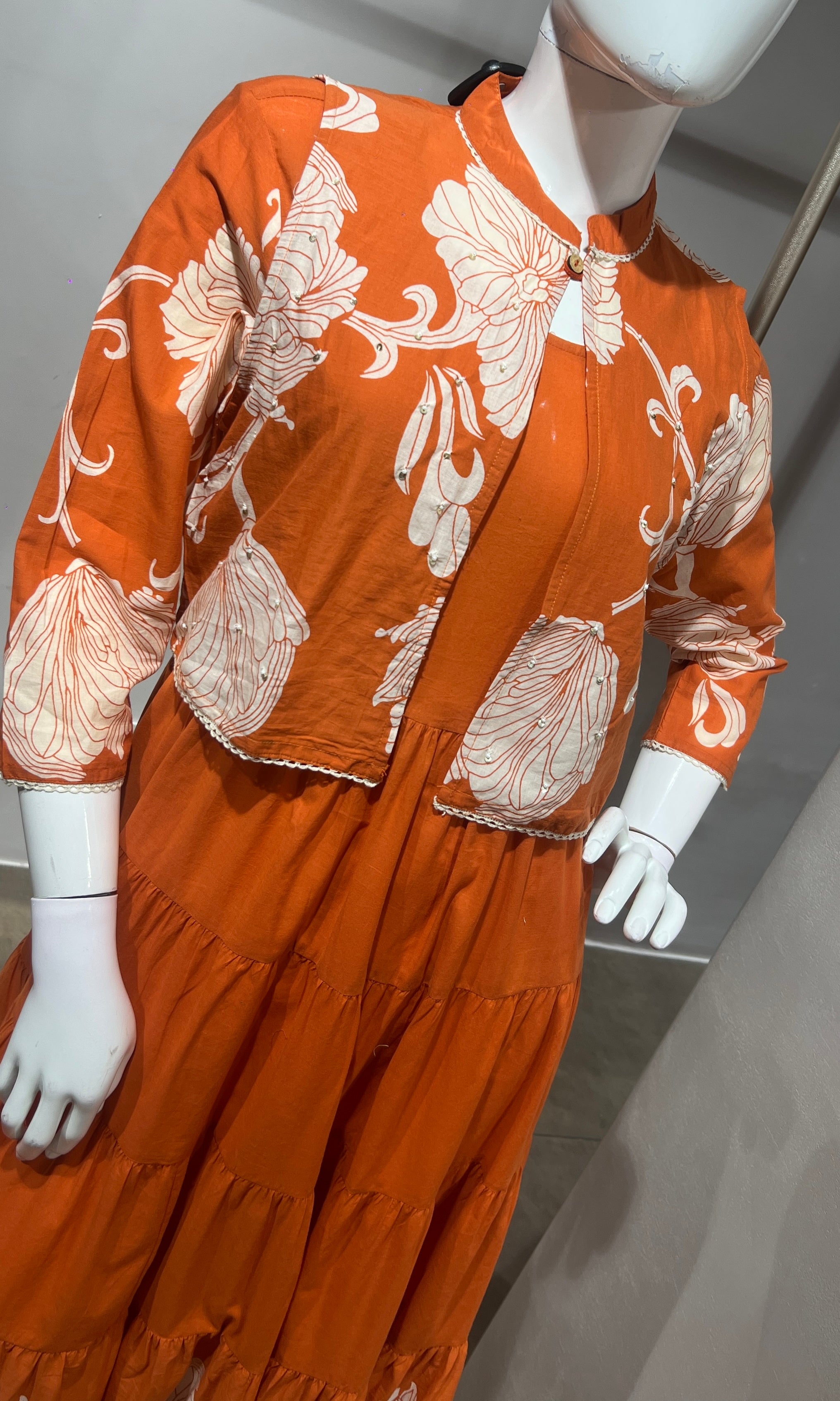 Rust Floral Frock with Jacket