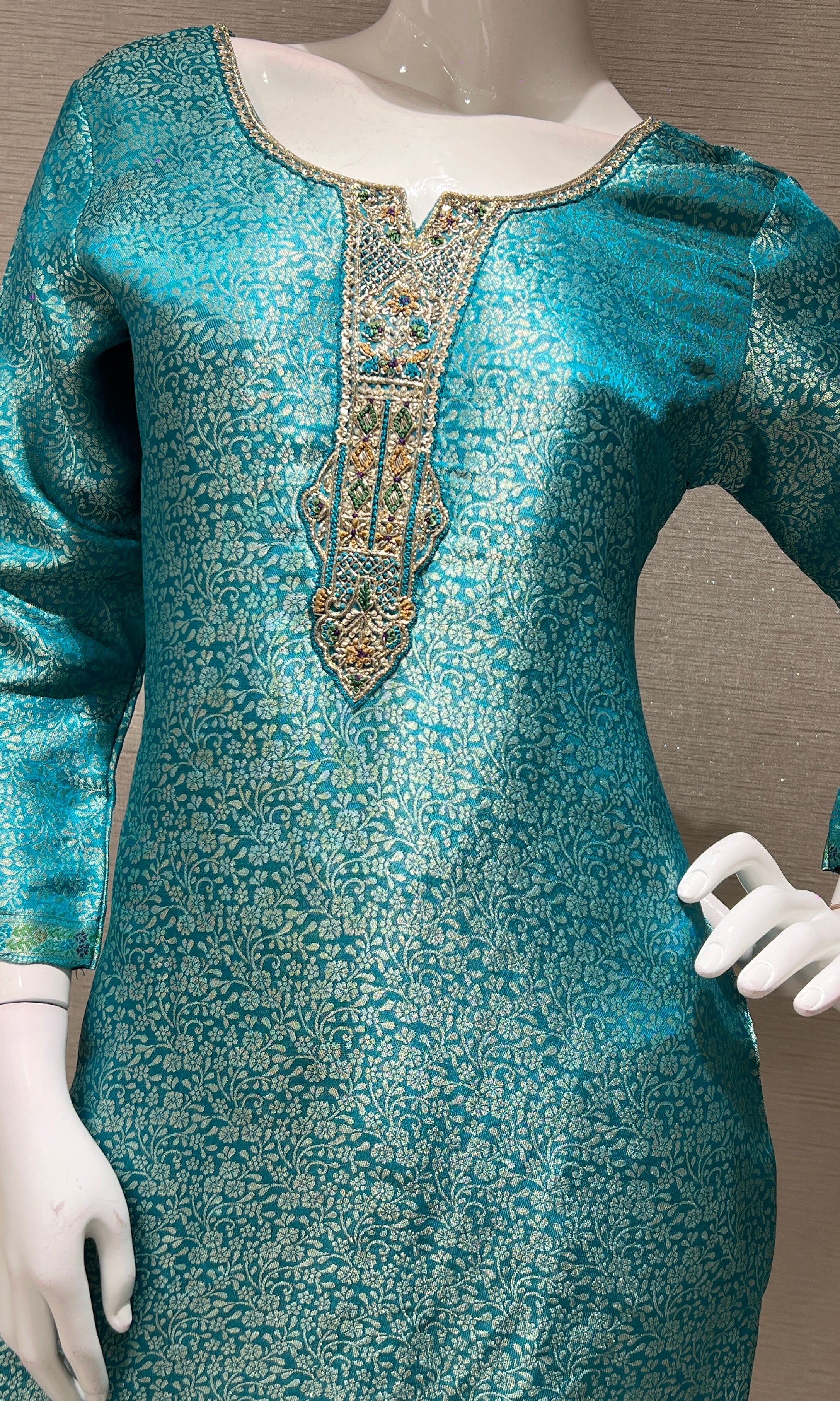 Rama blue ethnic print kurta set