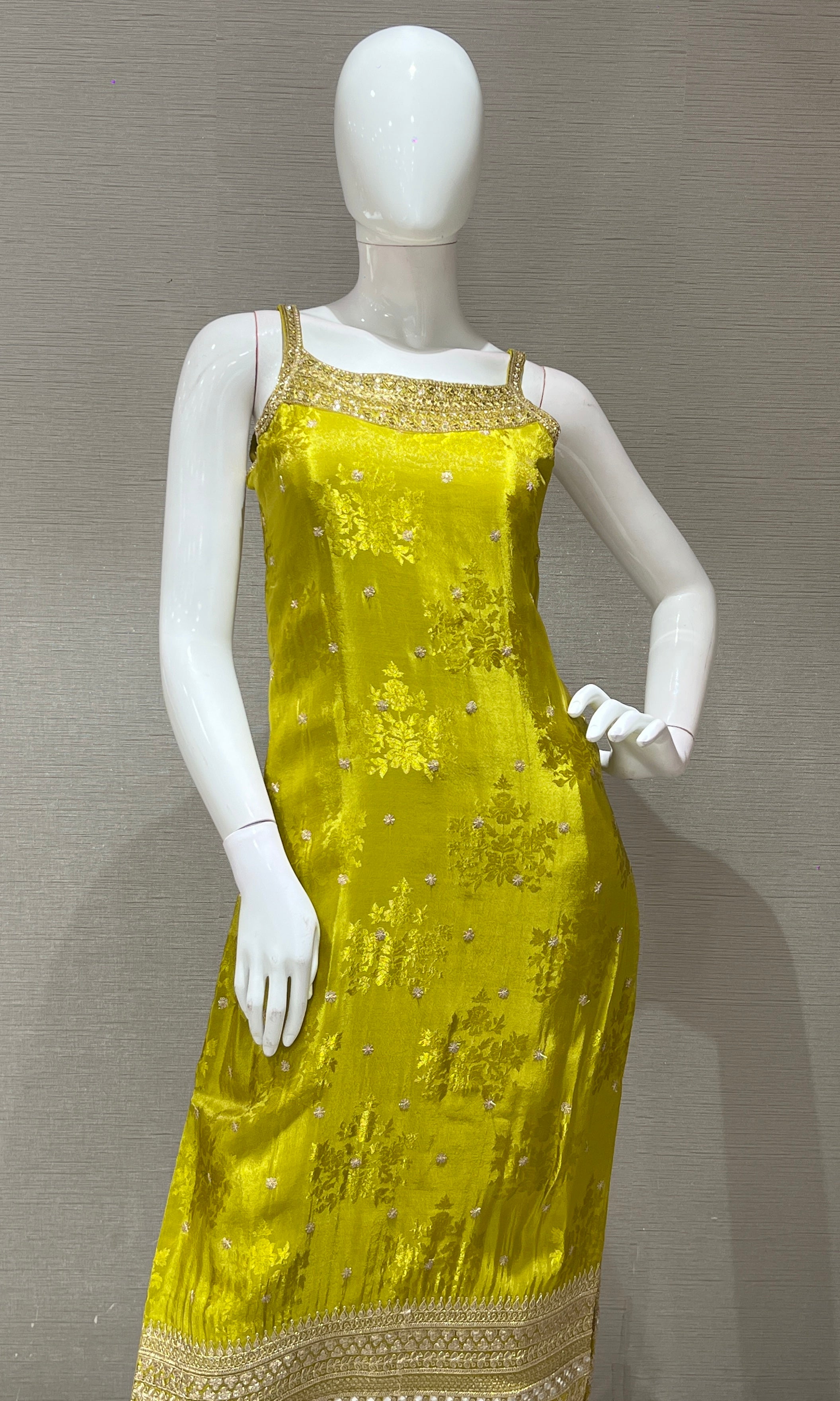 Mehandi greeN and gold embroidered KURTA SET