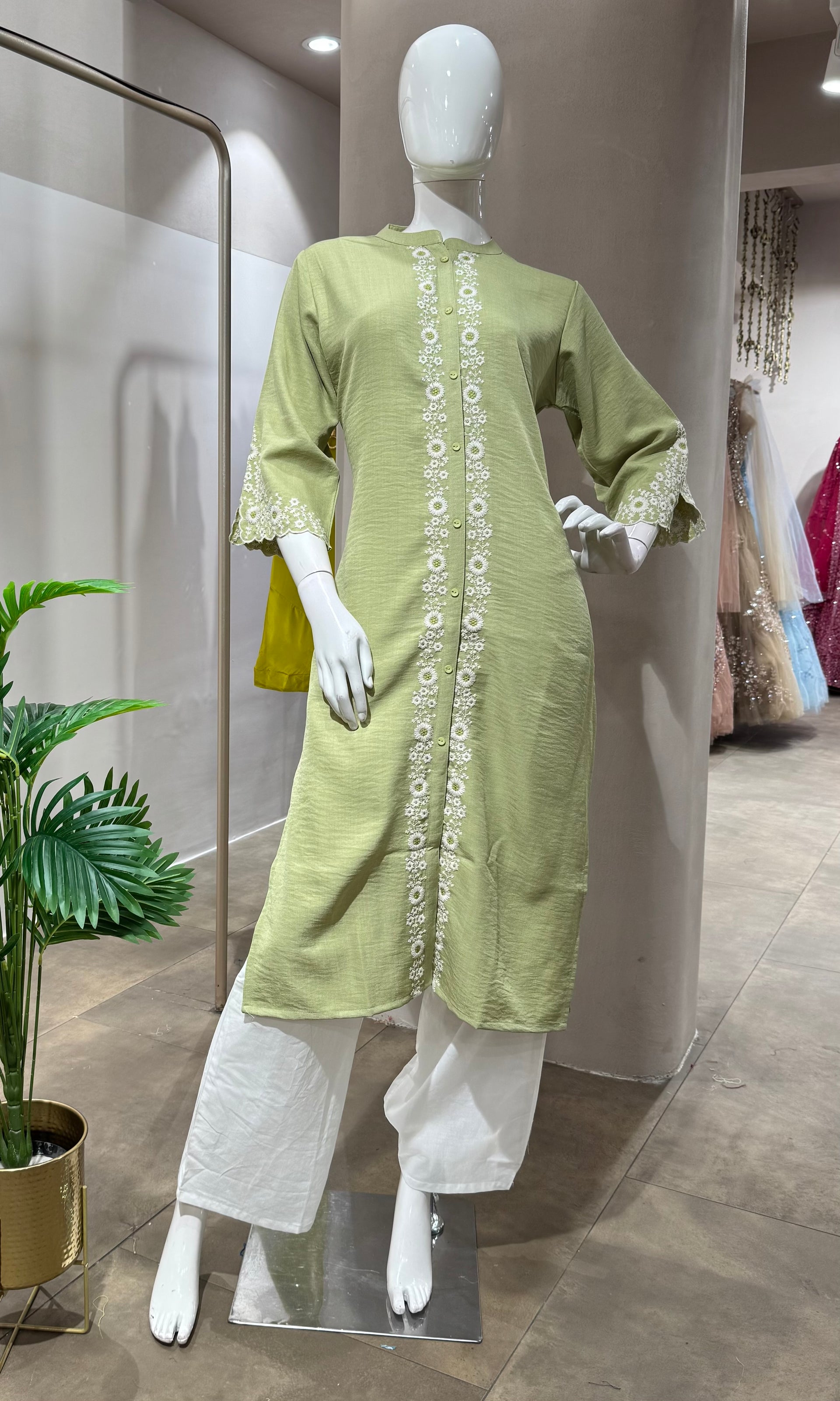 GREEN ETHNIC KURTI TOP