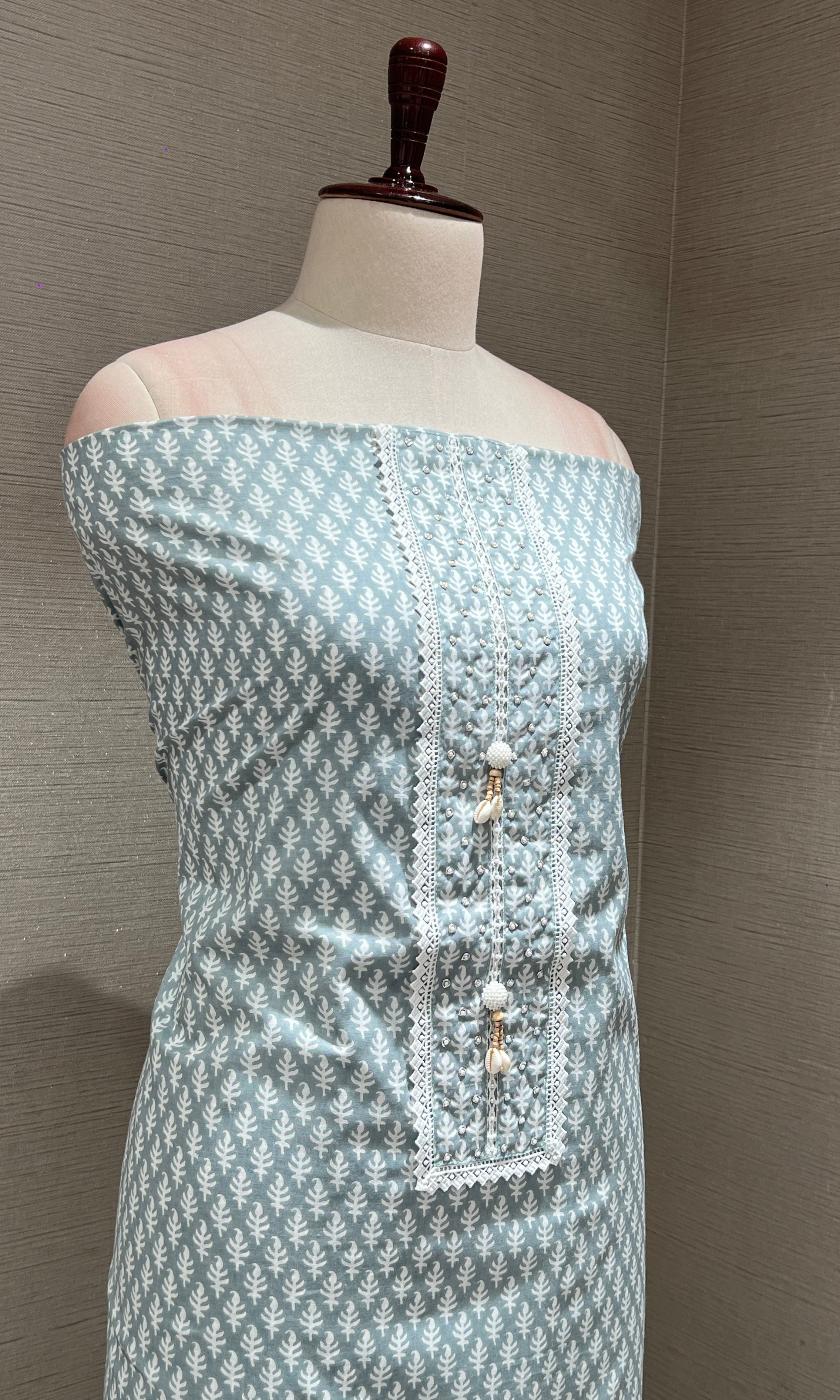 Sea green dress material