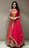 pink silk bandhani with zardosi work LEHENGA