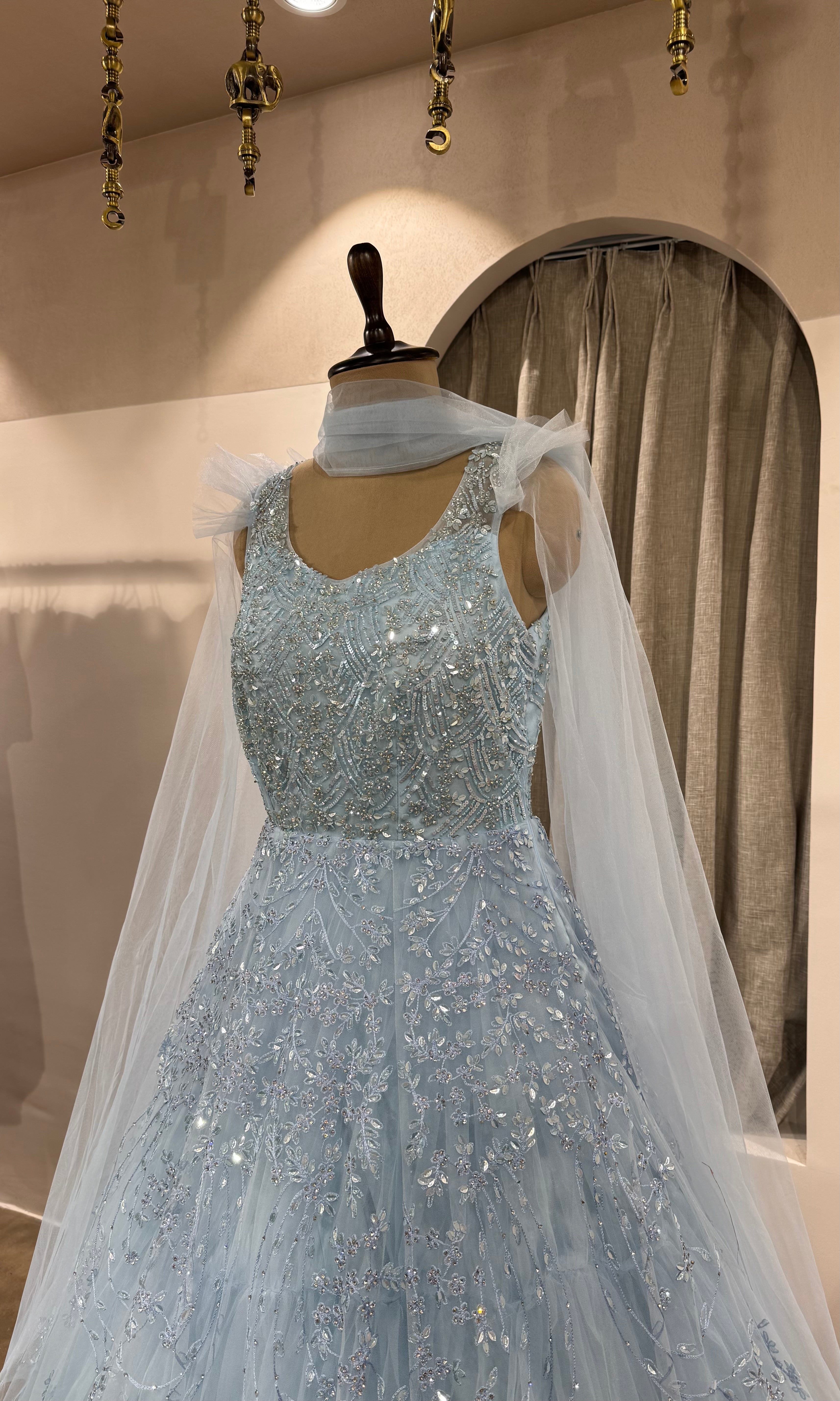 Ice Blue Embellished Gown