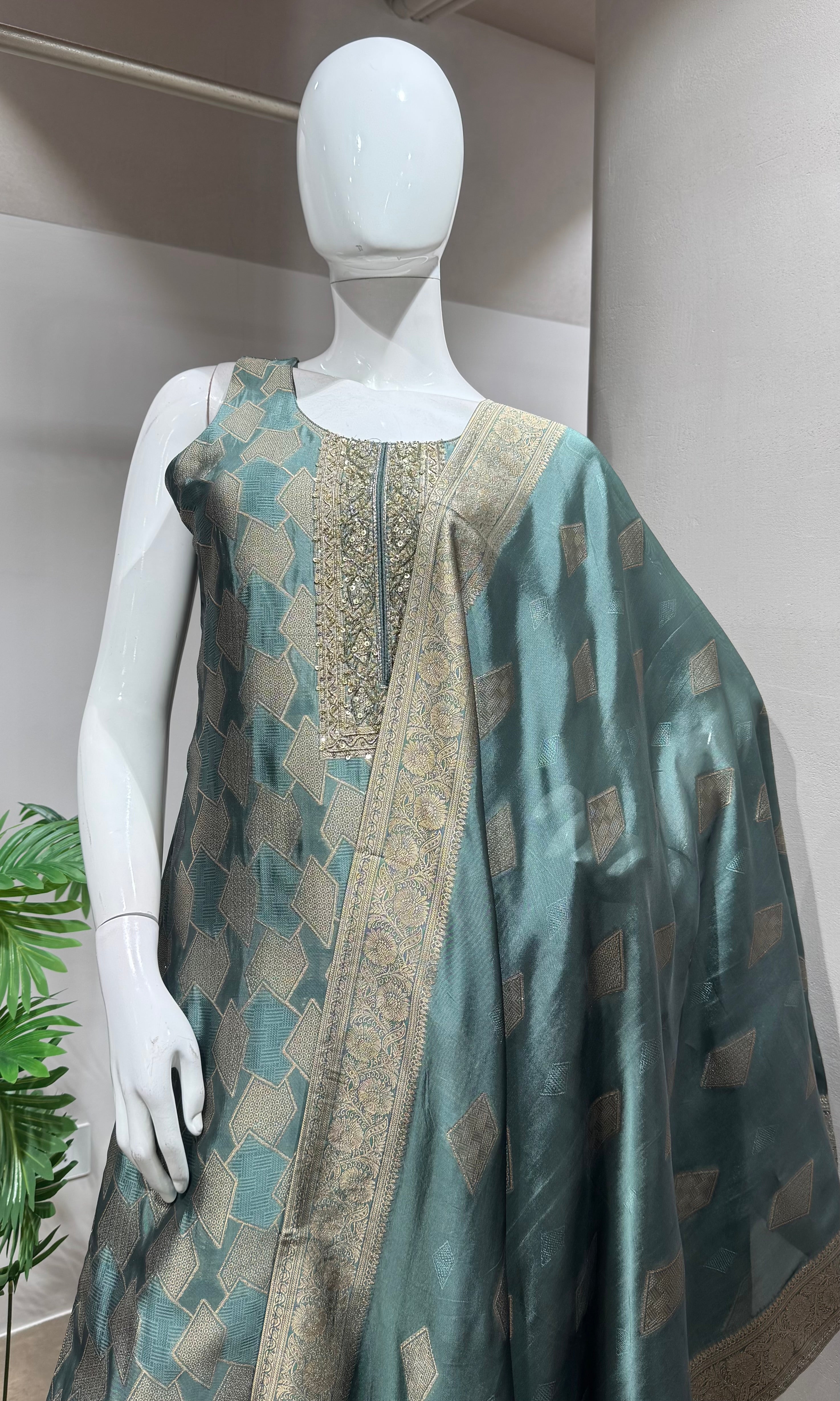SEA GREEN Embroidered  KURTA SET