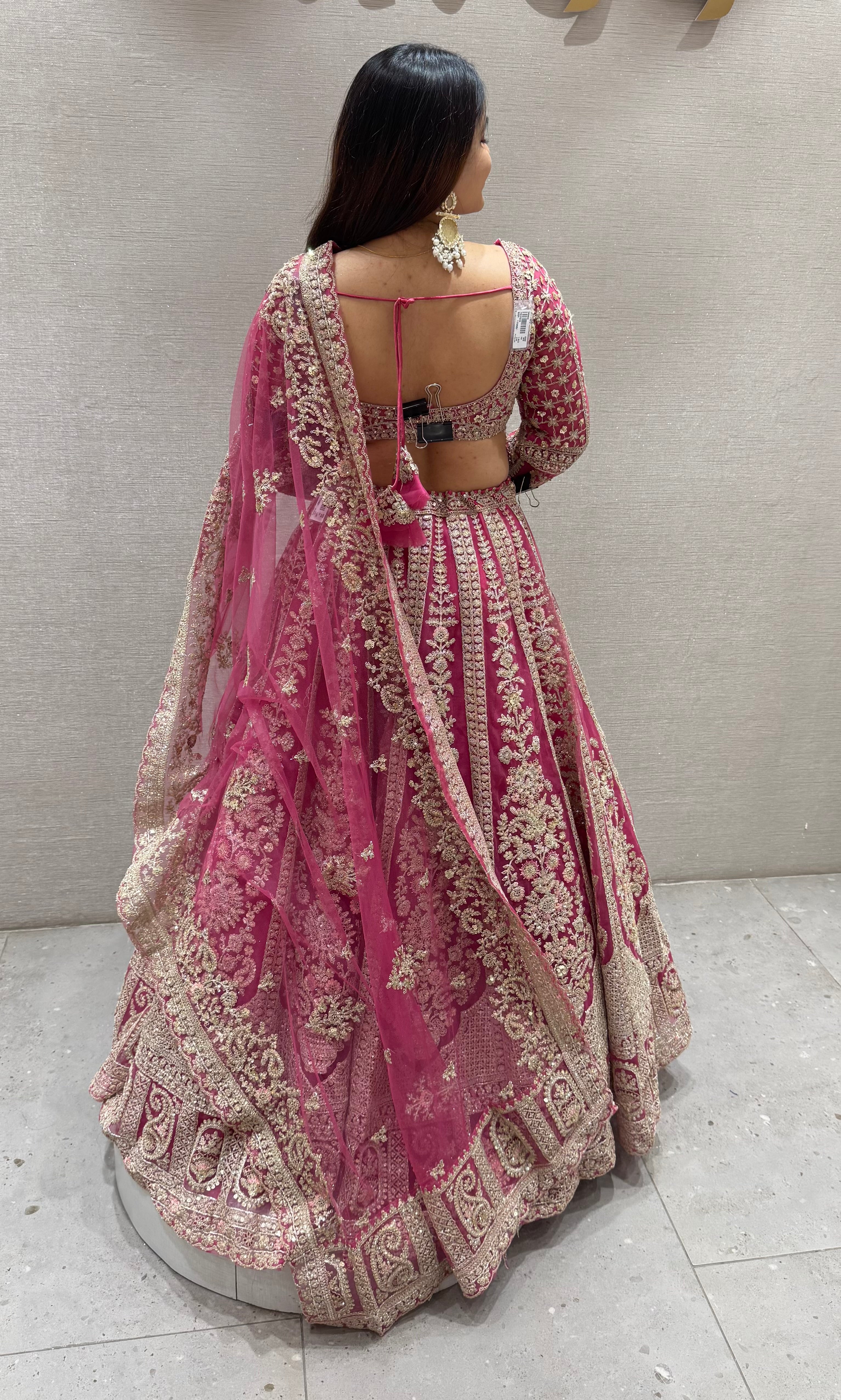 Pink lehenga with golden embroidery