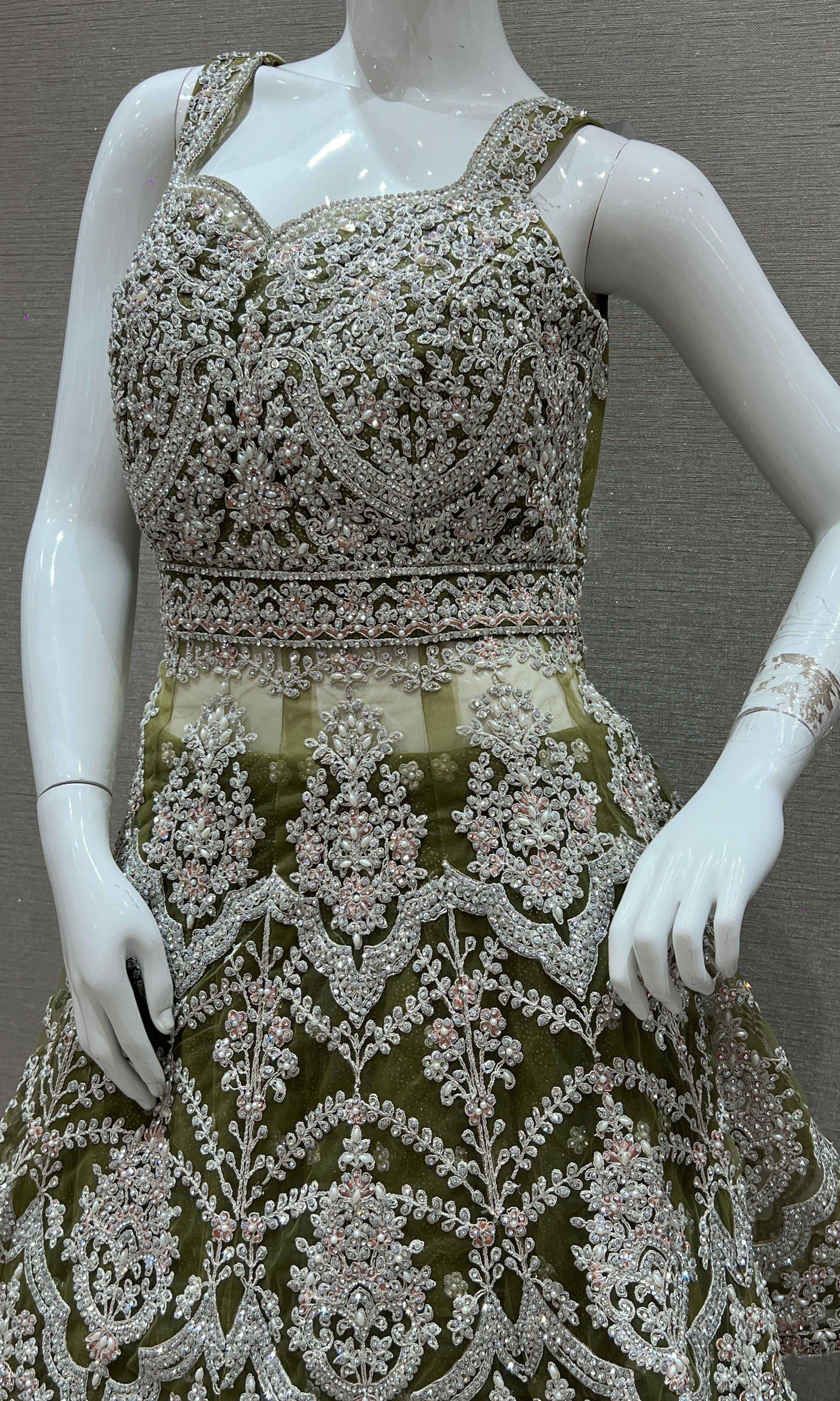 Parrot Green Lehenga with peplum