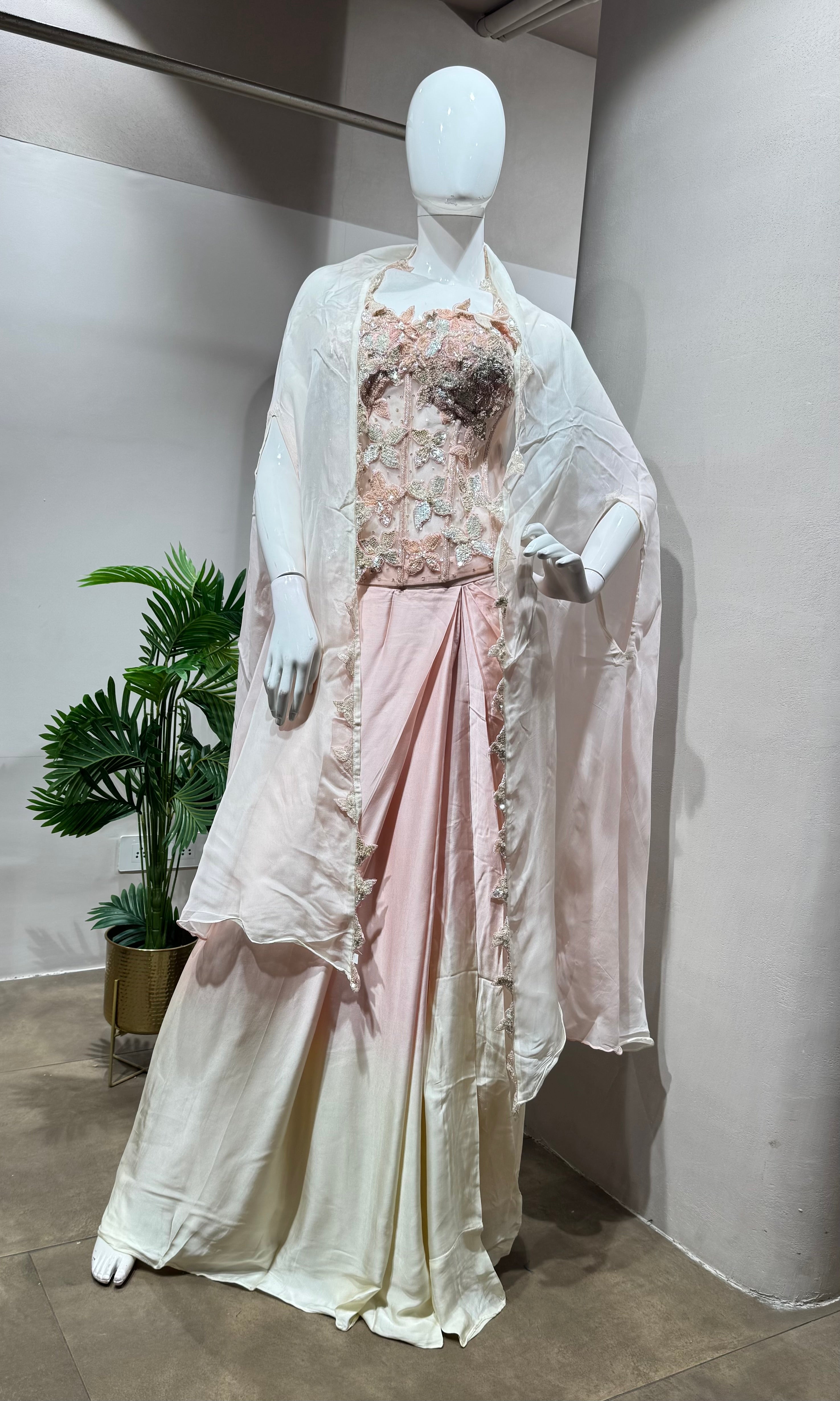 Ivory Rose pink Corset Drape skirt