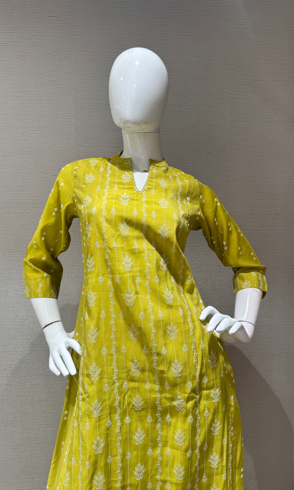 Green cotton Printed Kurta Set with Contrast dupatta