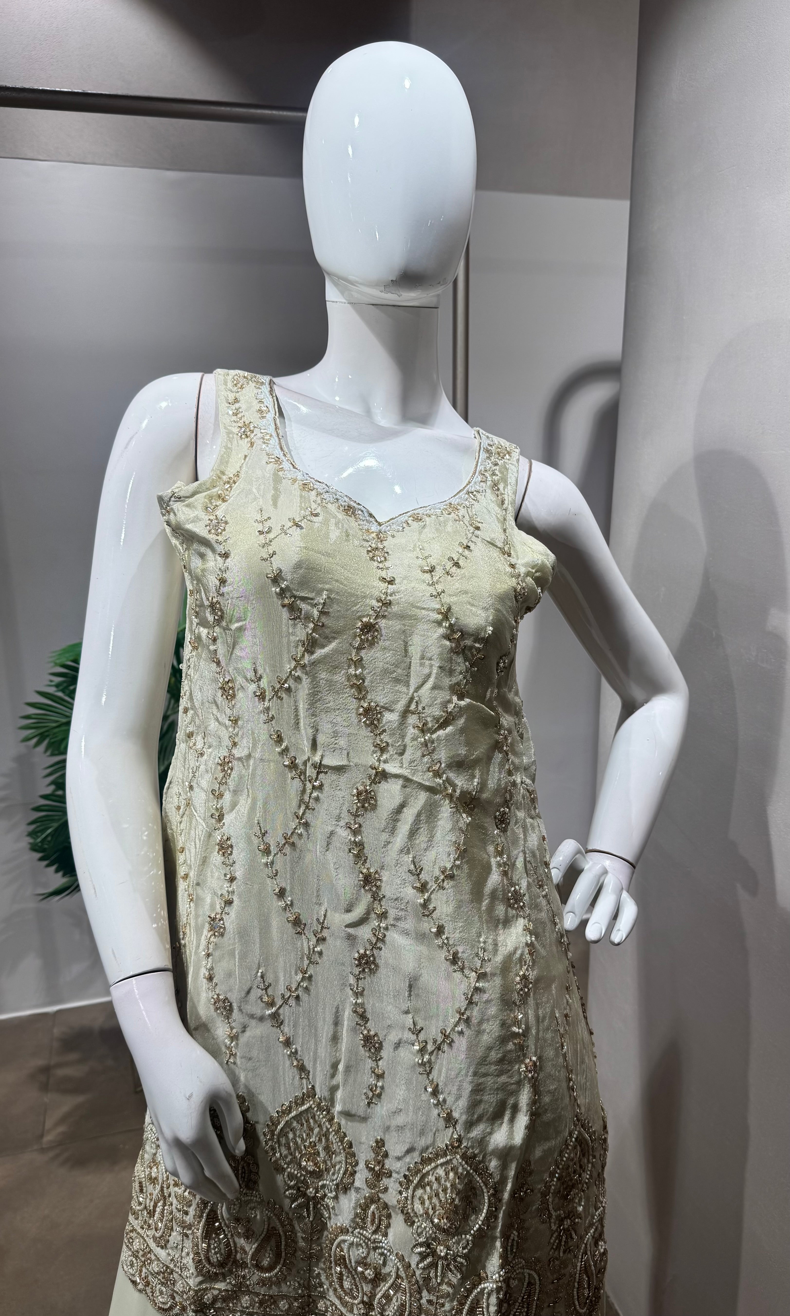 WHITE Embroidered sharara Set with Dupatta