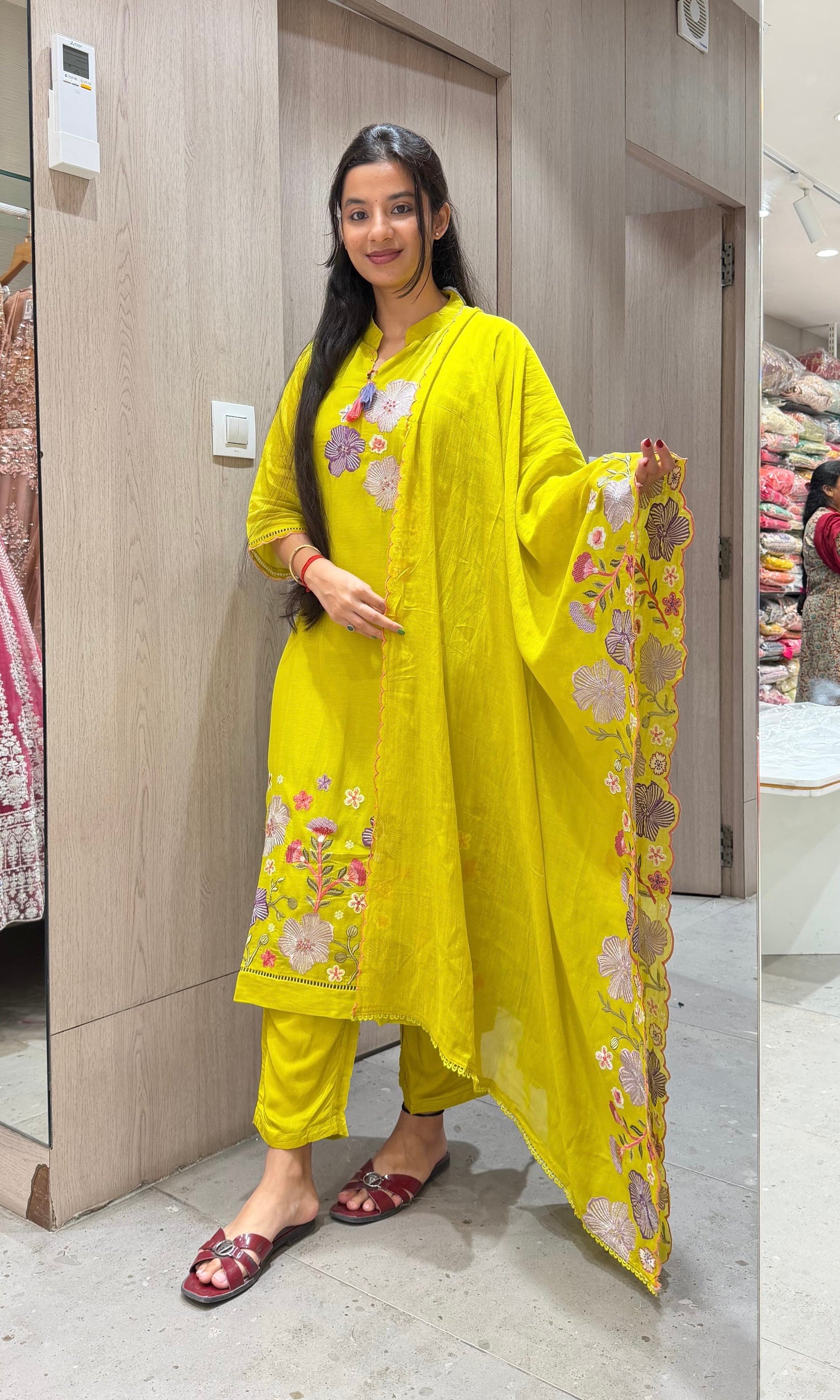 Light yellow FLORAL kurta set