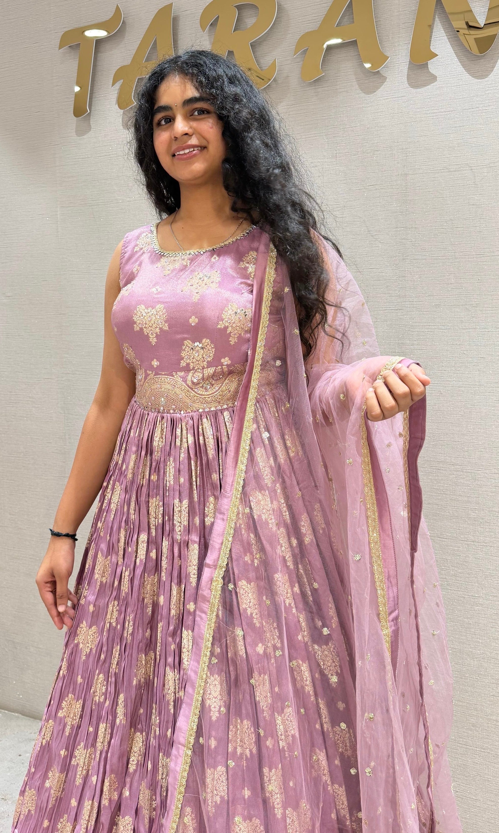 Purple Floral Embroidered Lehenga with Net Dupatta