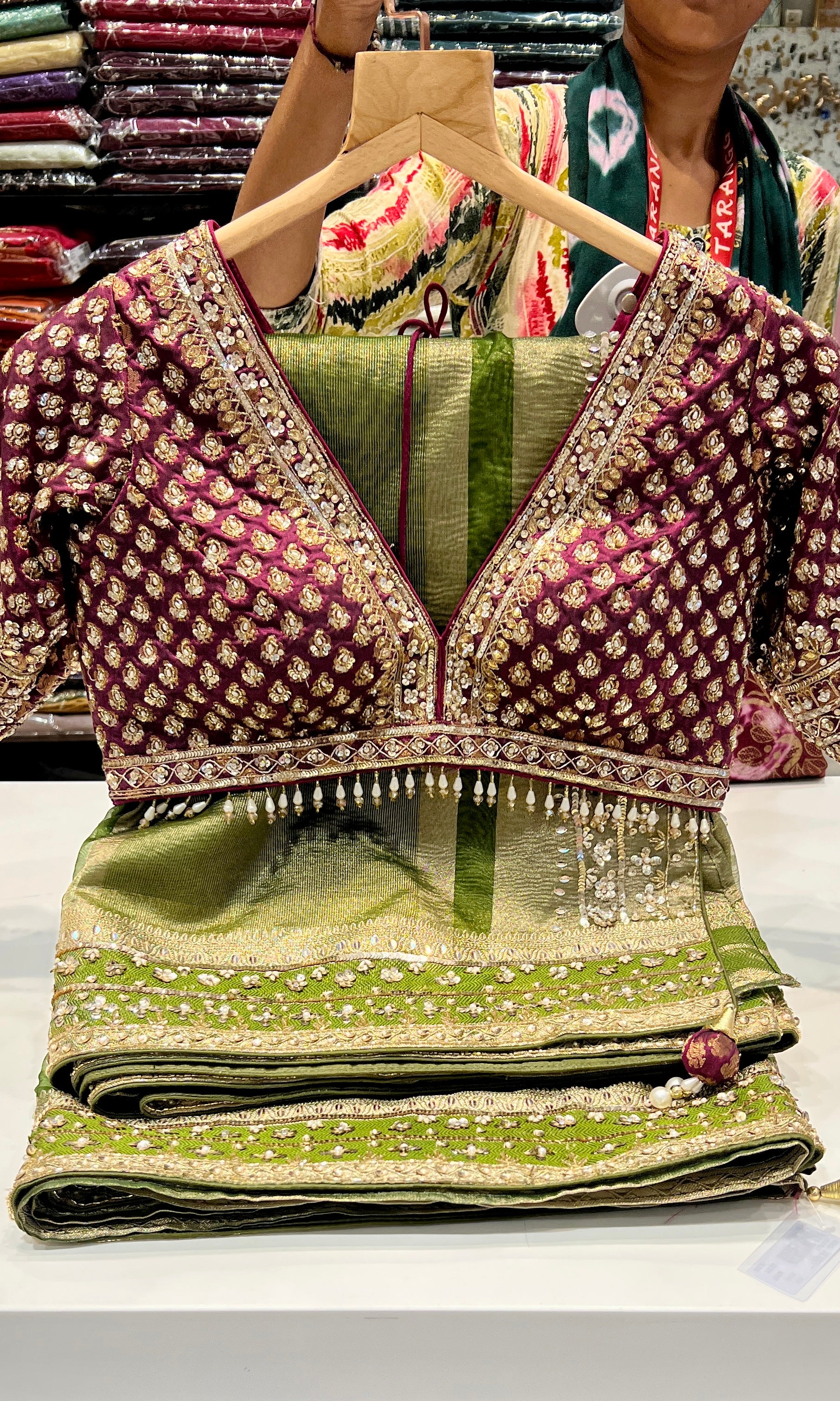 Purple saree with ready blouse