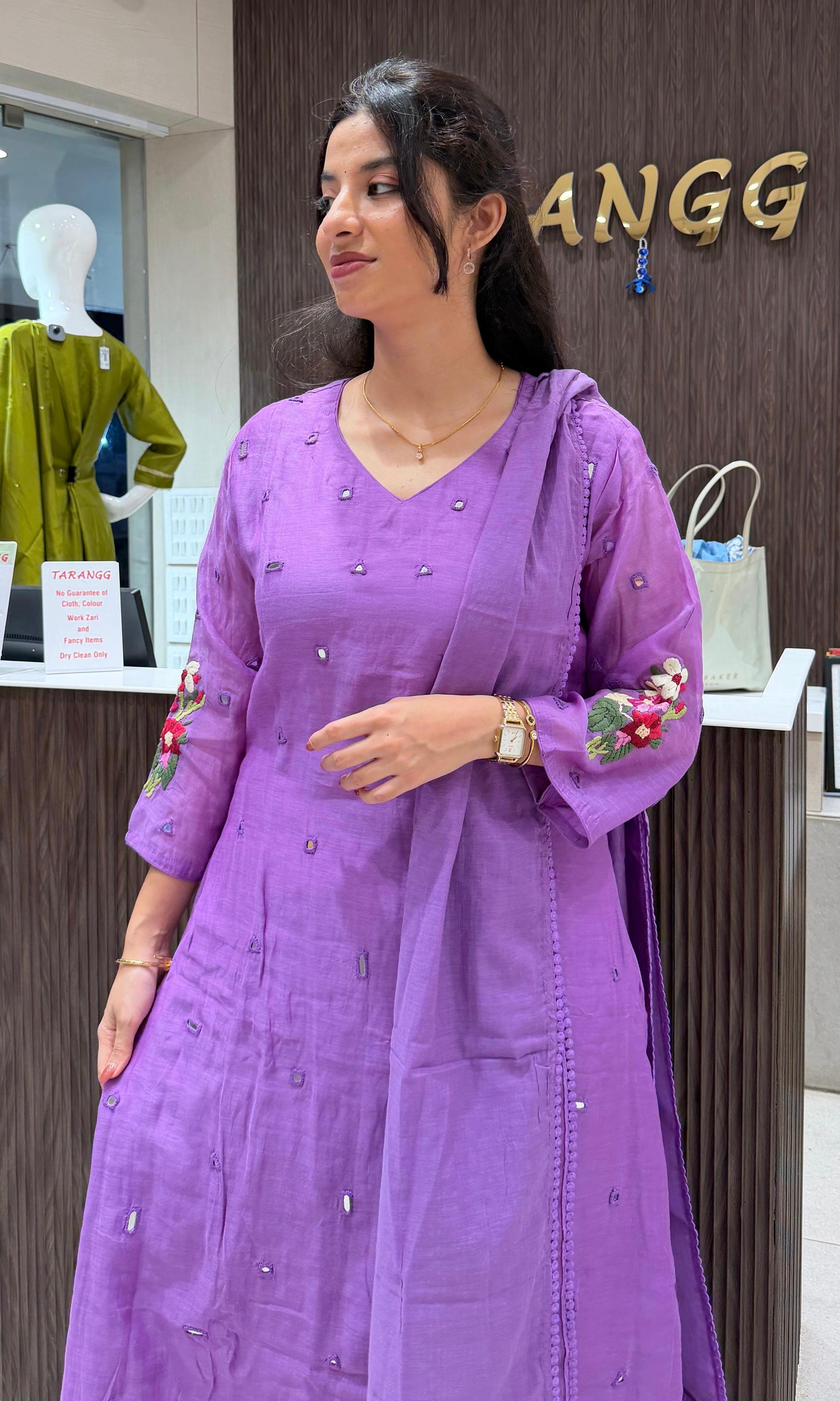 Purple Muslin Chikankari kurta set