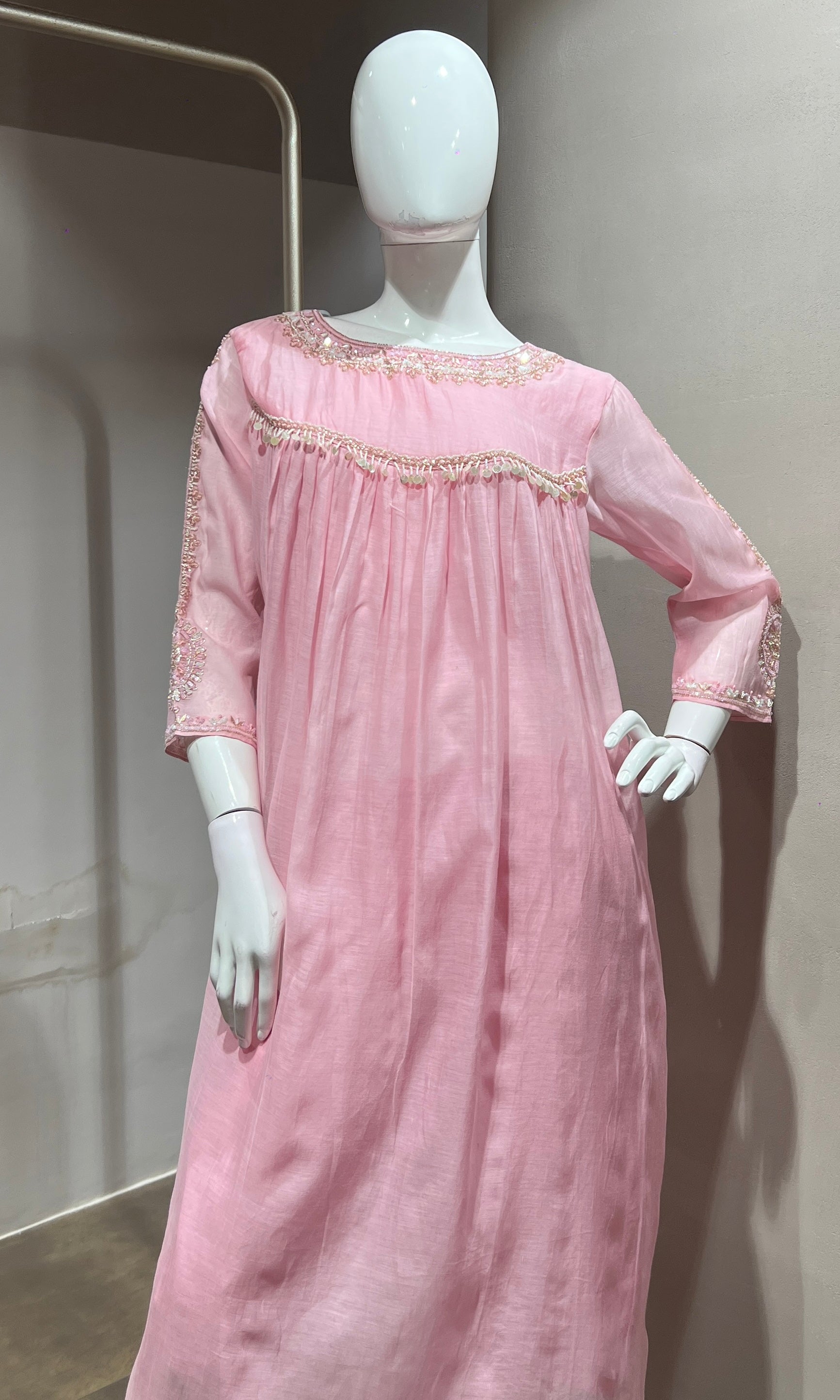 Pink Embroidered Kurta Set with Dupatta