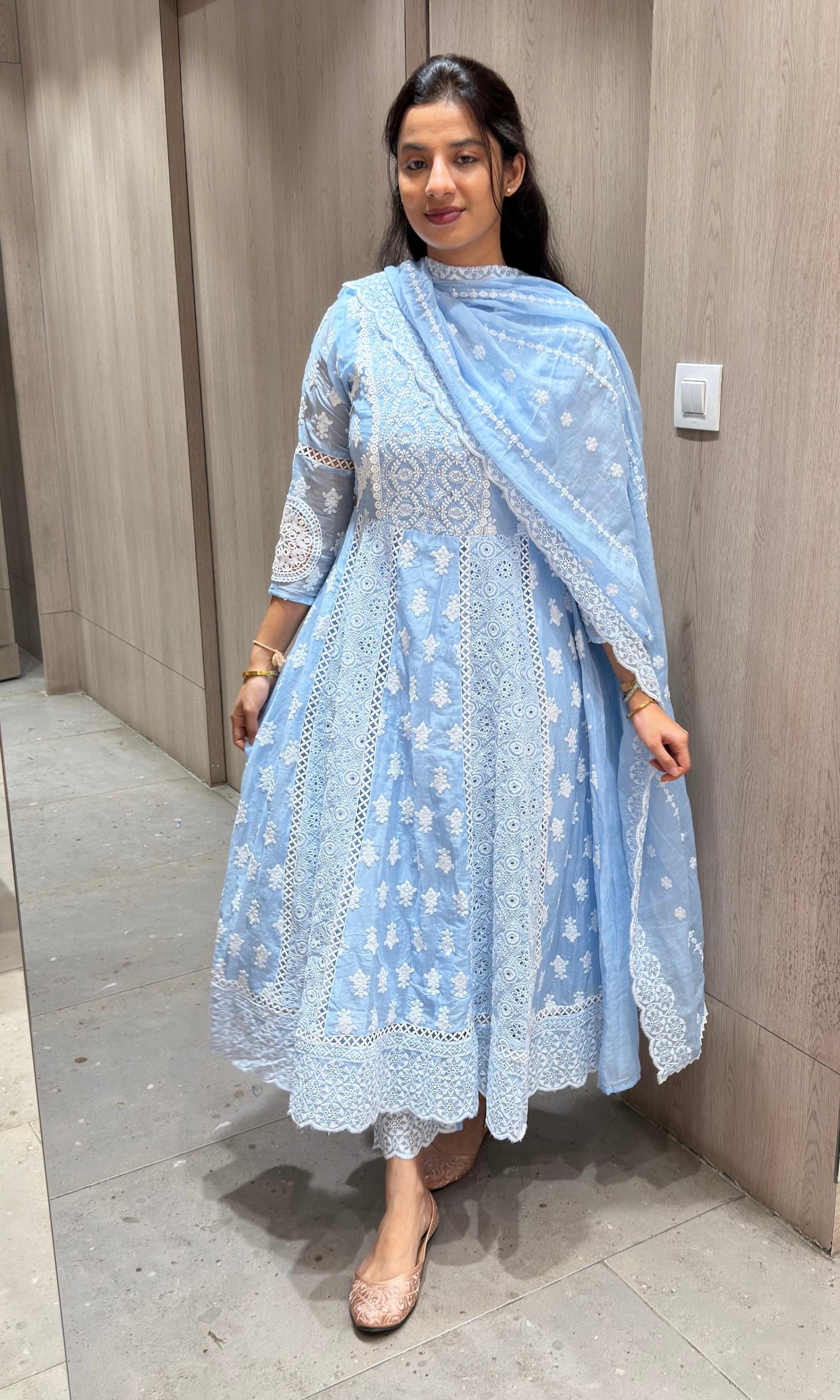 Sea Blue CHIKANKARI kurta