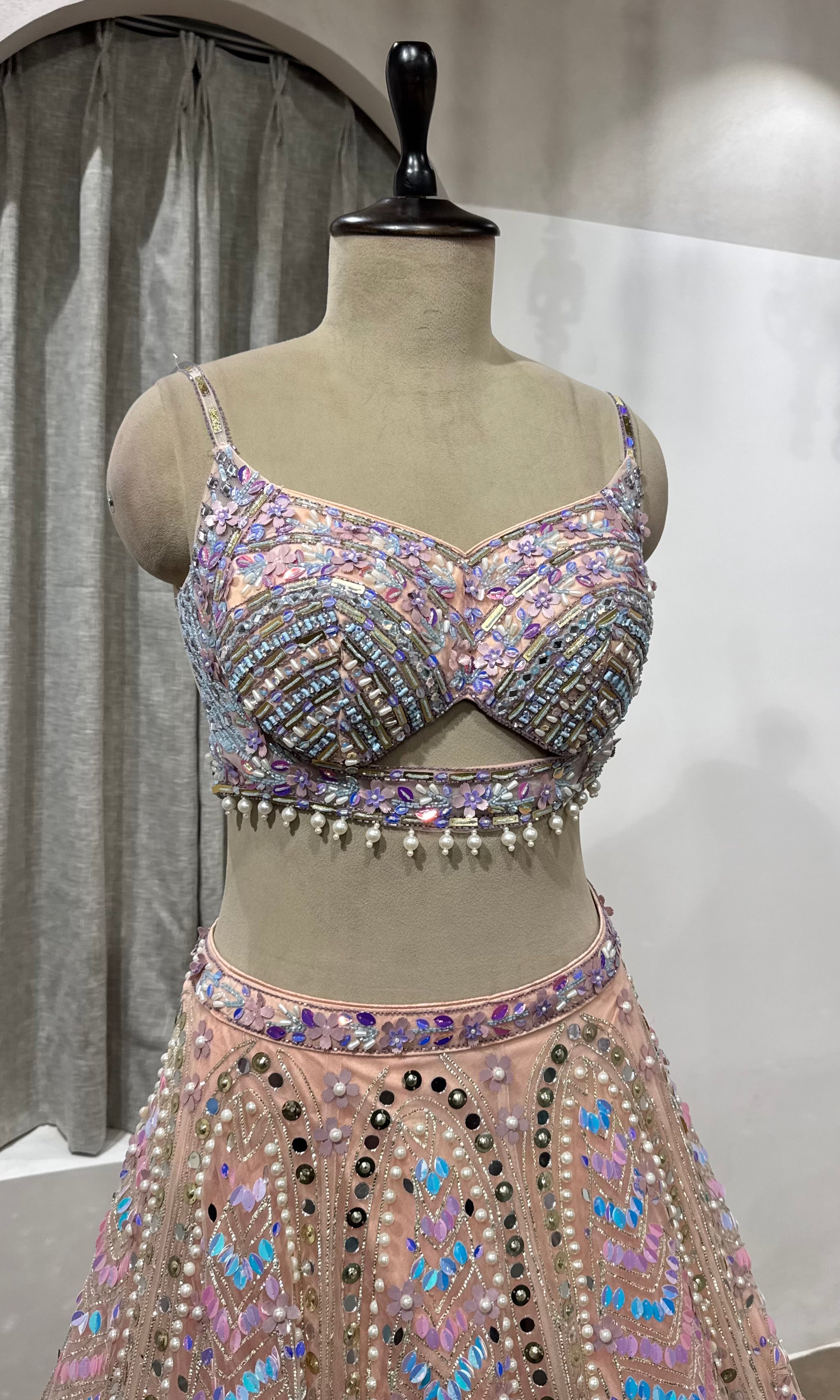 PEACH Pastel Multicolor Designer Lehenga Set