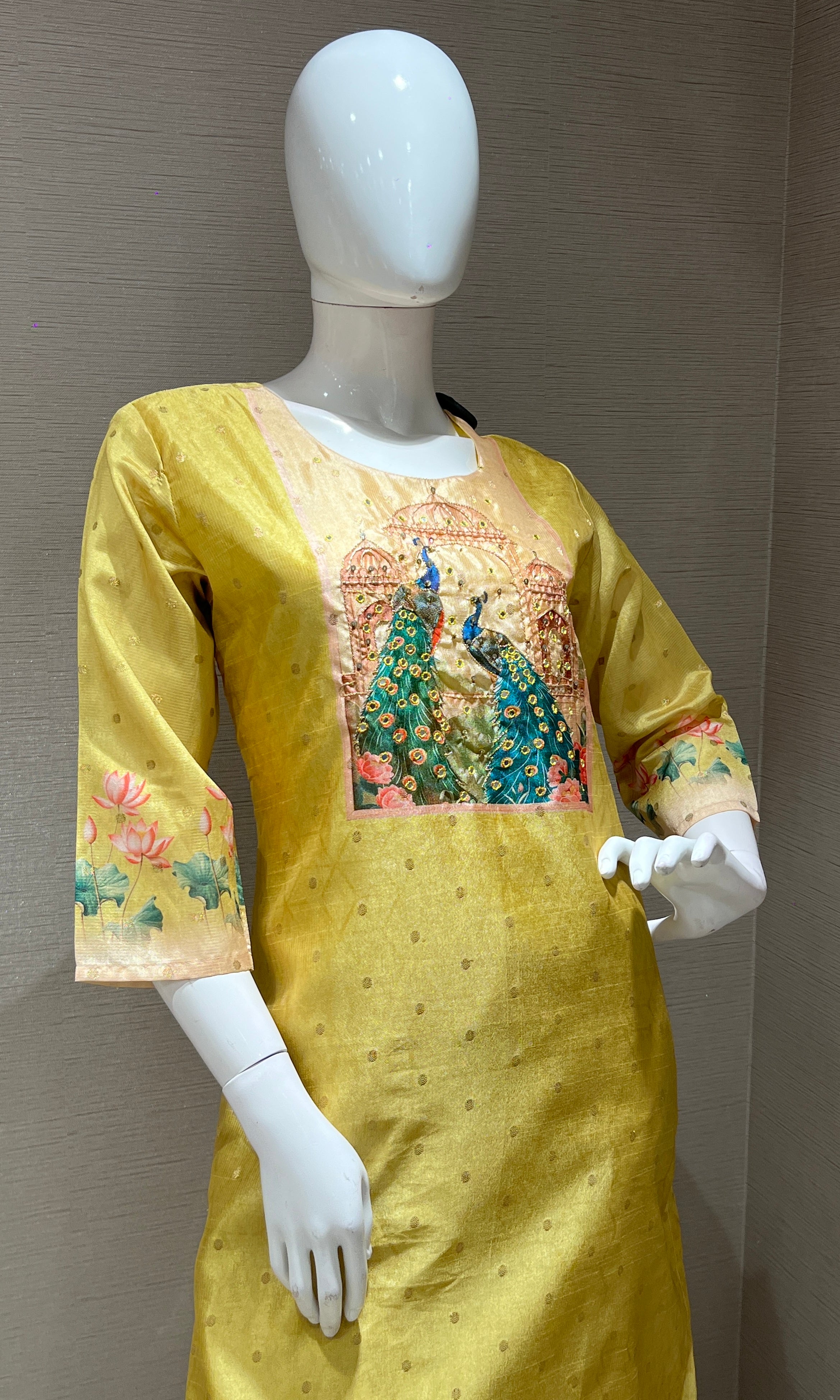 Parrot green peacock kurta set