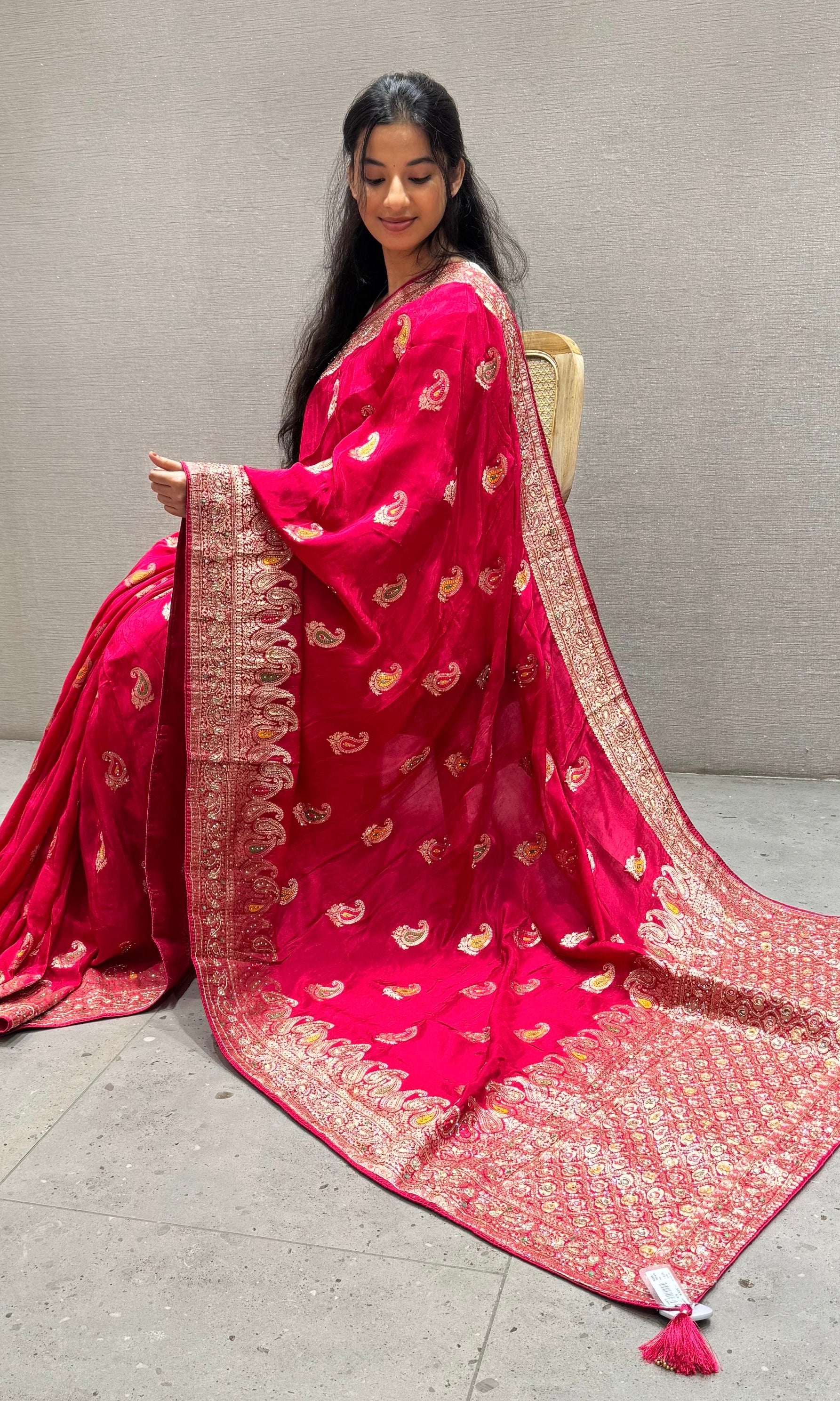Pink Banarasi saree