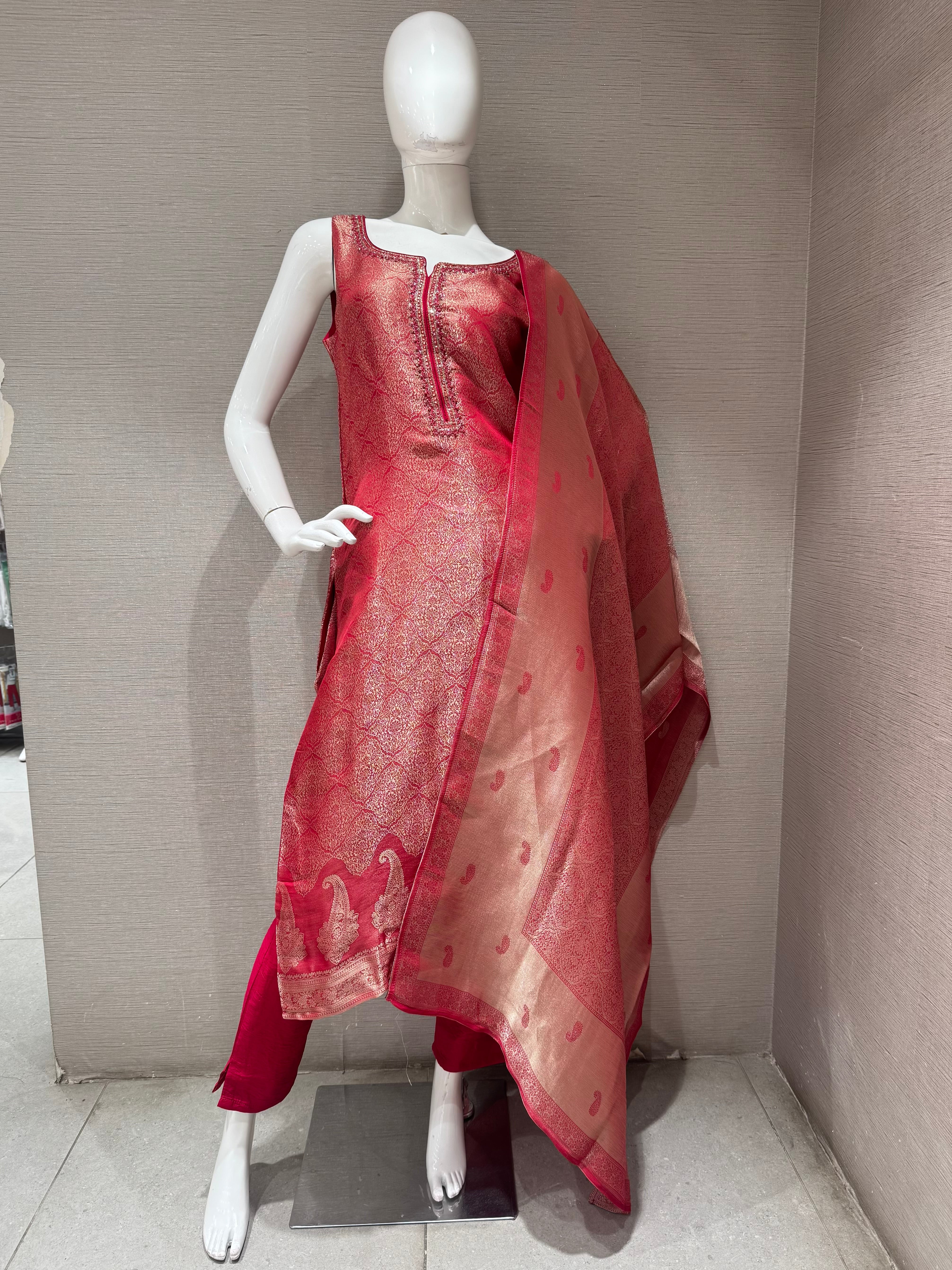 Rani Ethnic Kurta Set with Banarasi Dupatta