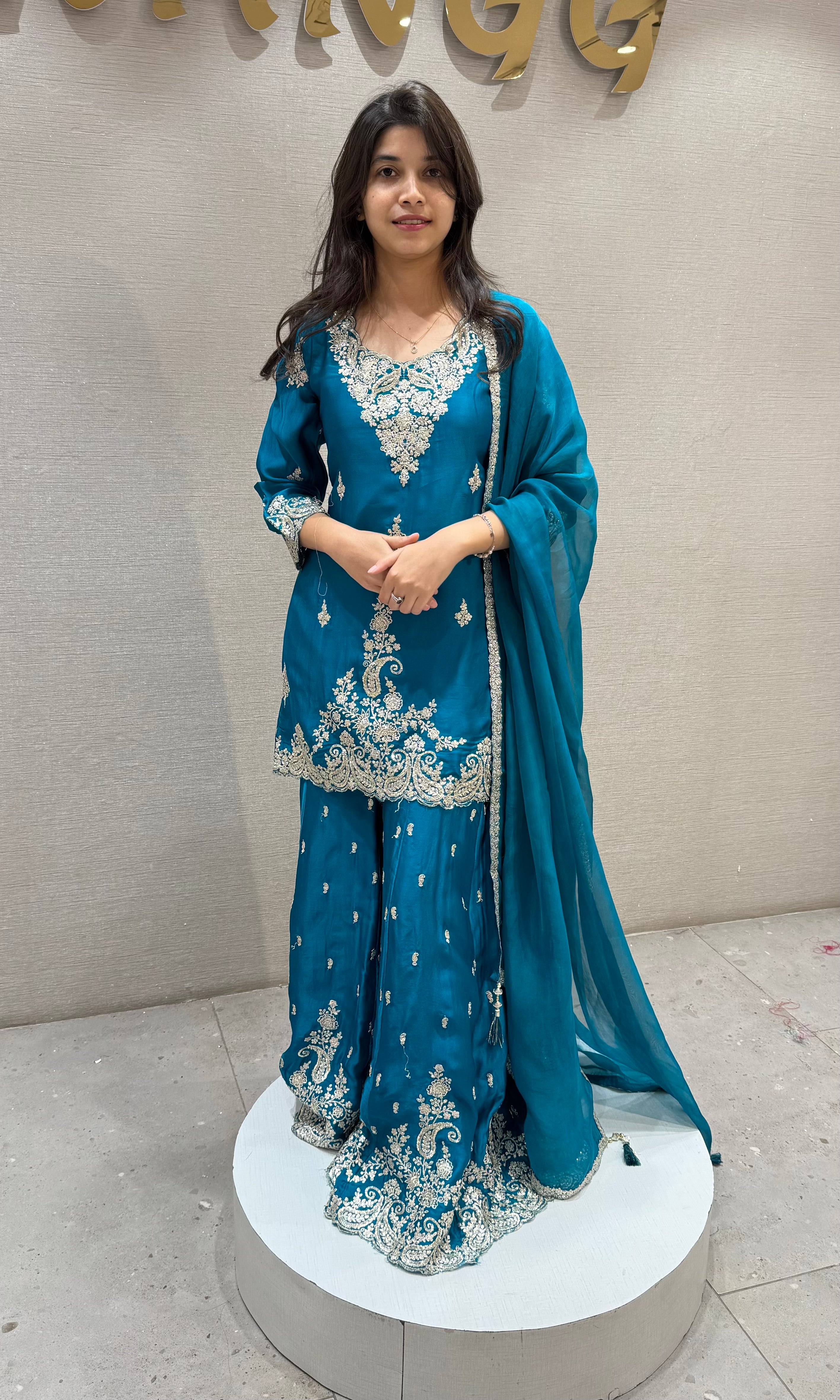 Rama Designer Embroidery Sharara set