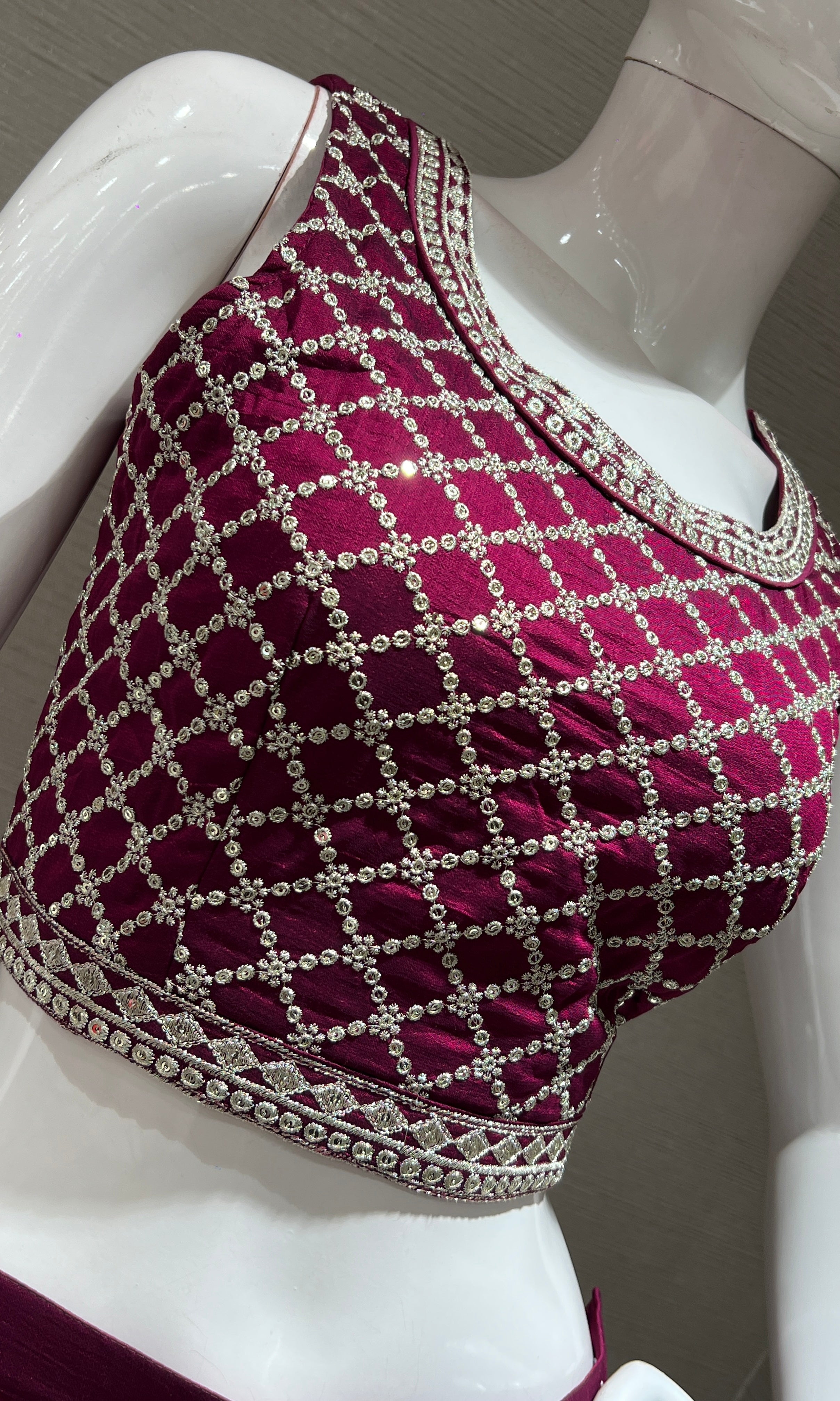 WINE EMBROIDERED JACKET STYLE PALAZZO