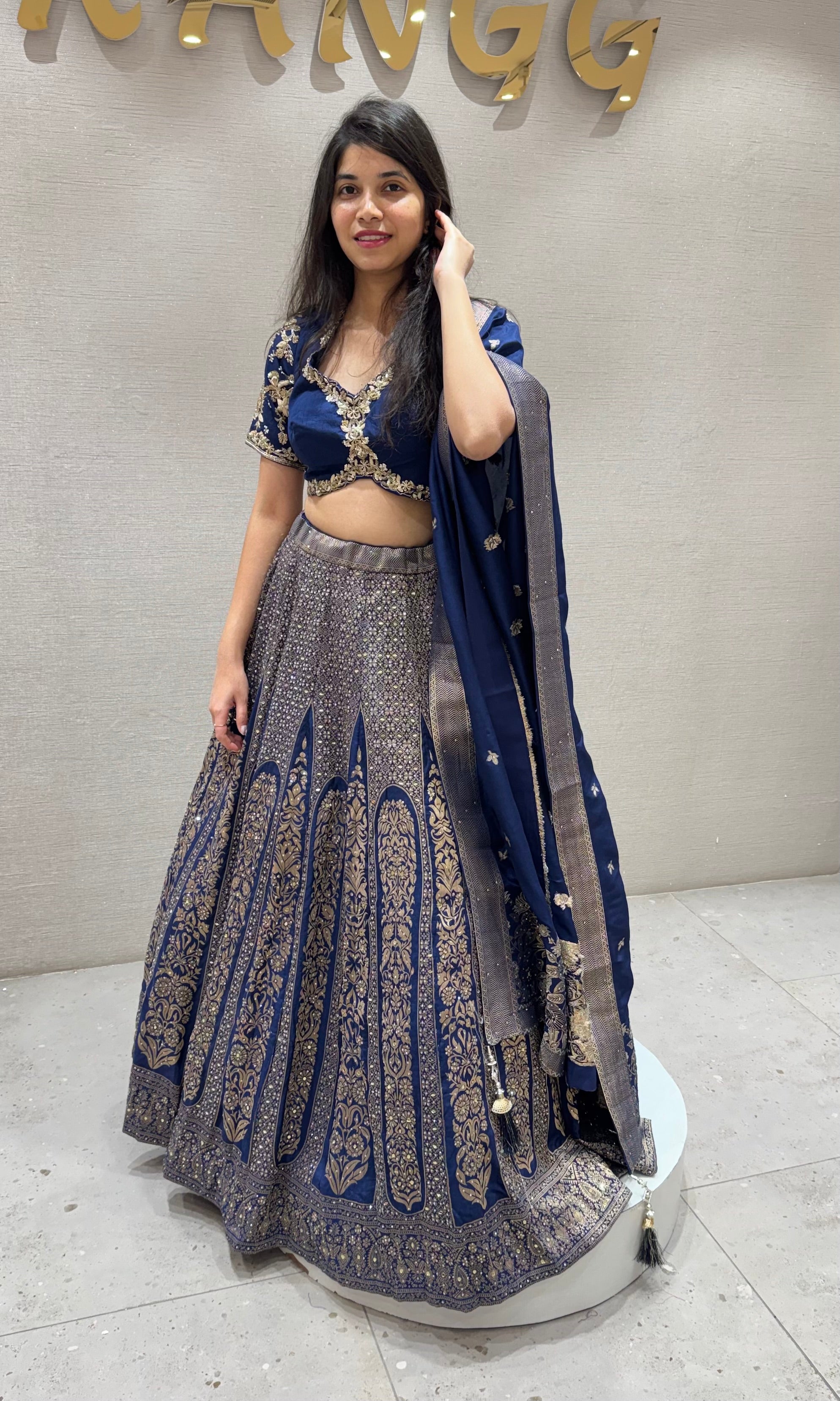 Navy blue GOLDEN ETHNIC LEHENGA