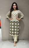 Green Geometric digital pattern kurti with pants