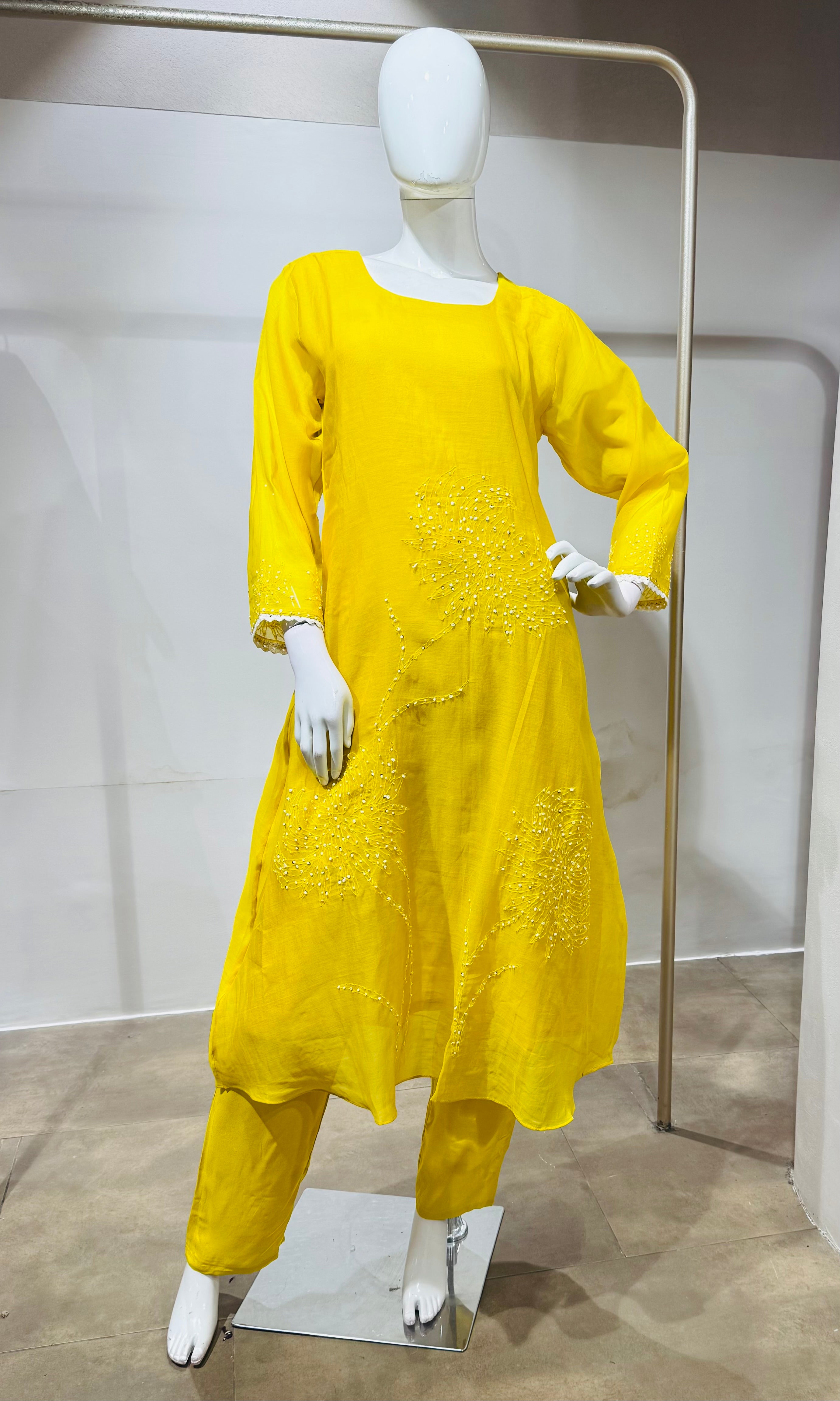 Yellow Embroidered Kurta Set